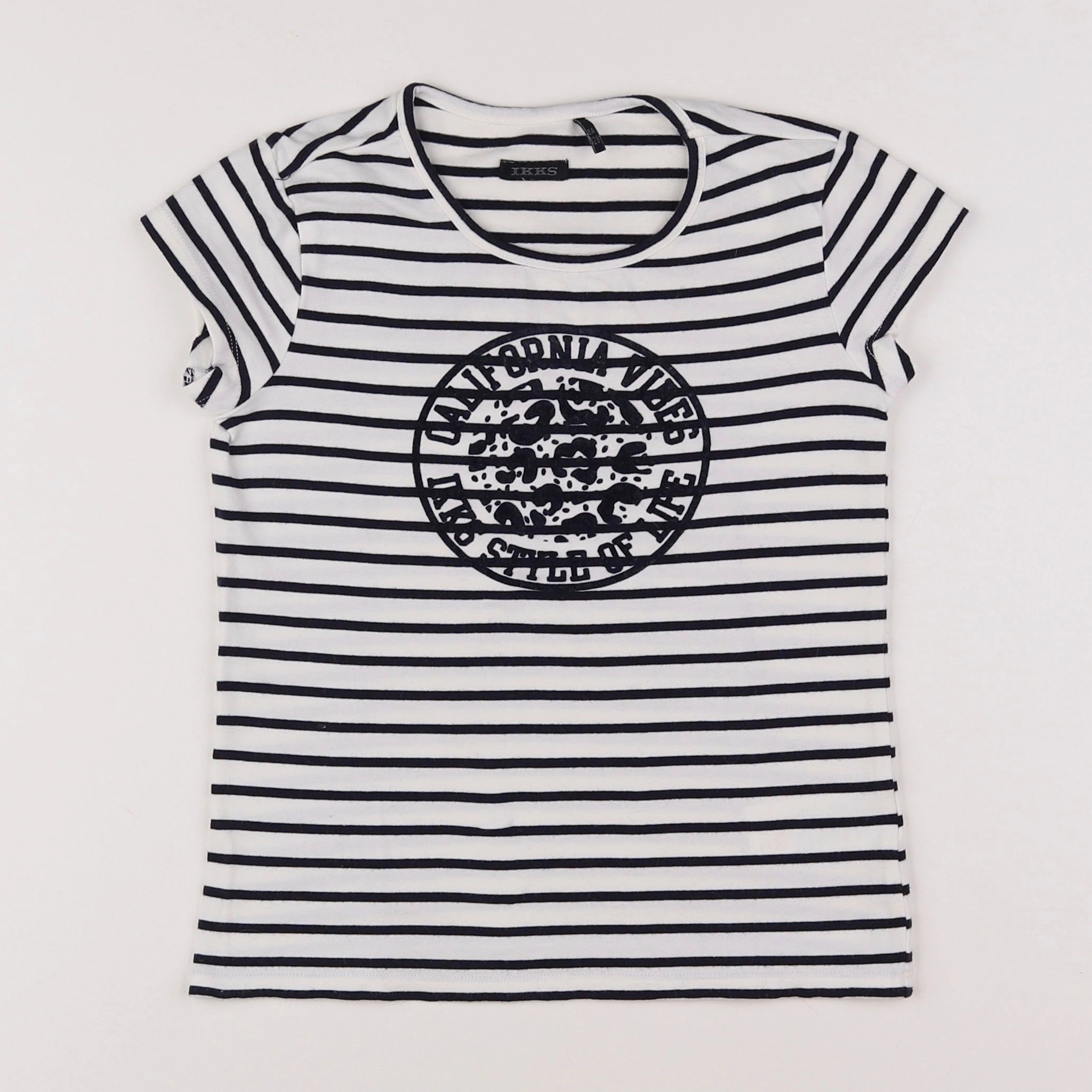 IKKS - tee-shirt blanc, bleu - 8 ans