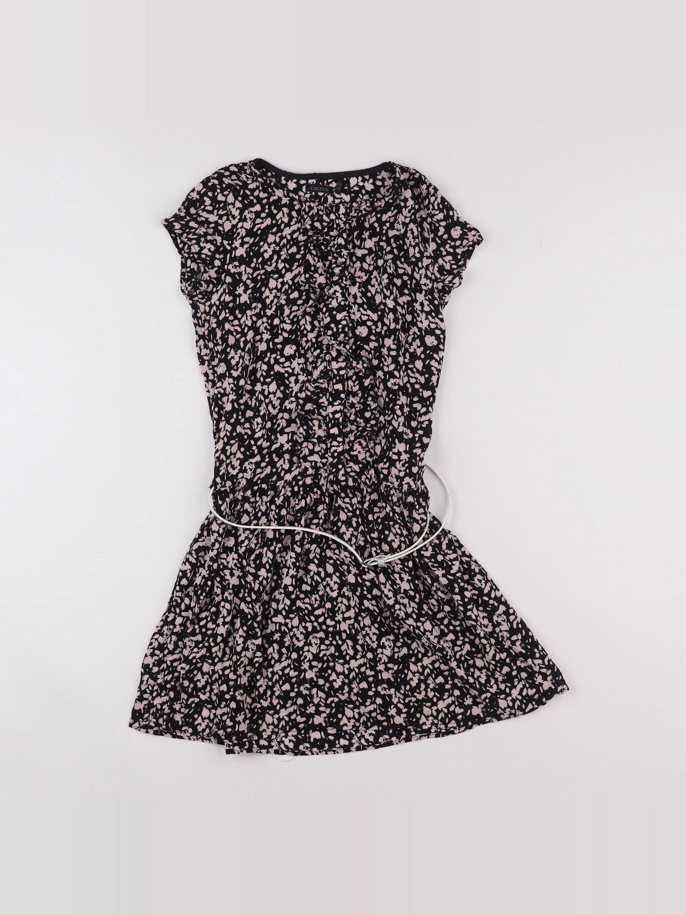 IKKS - robe rose, noir - 10 ans