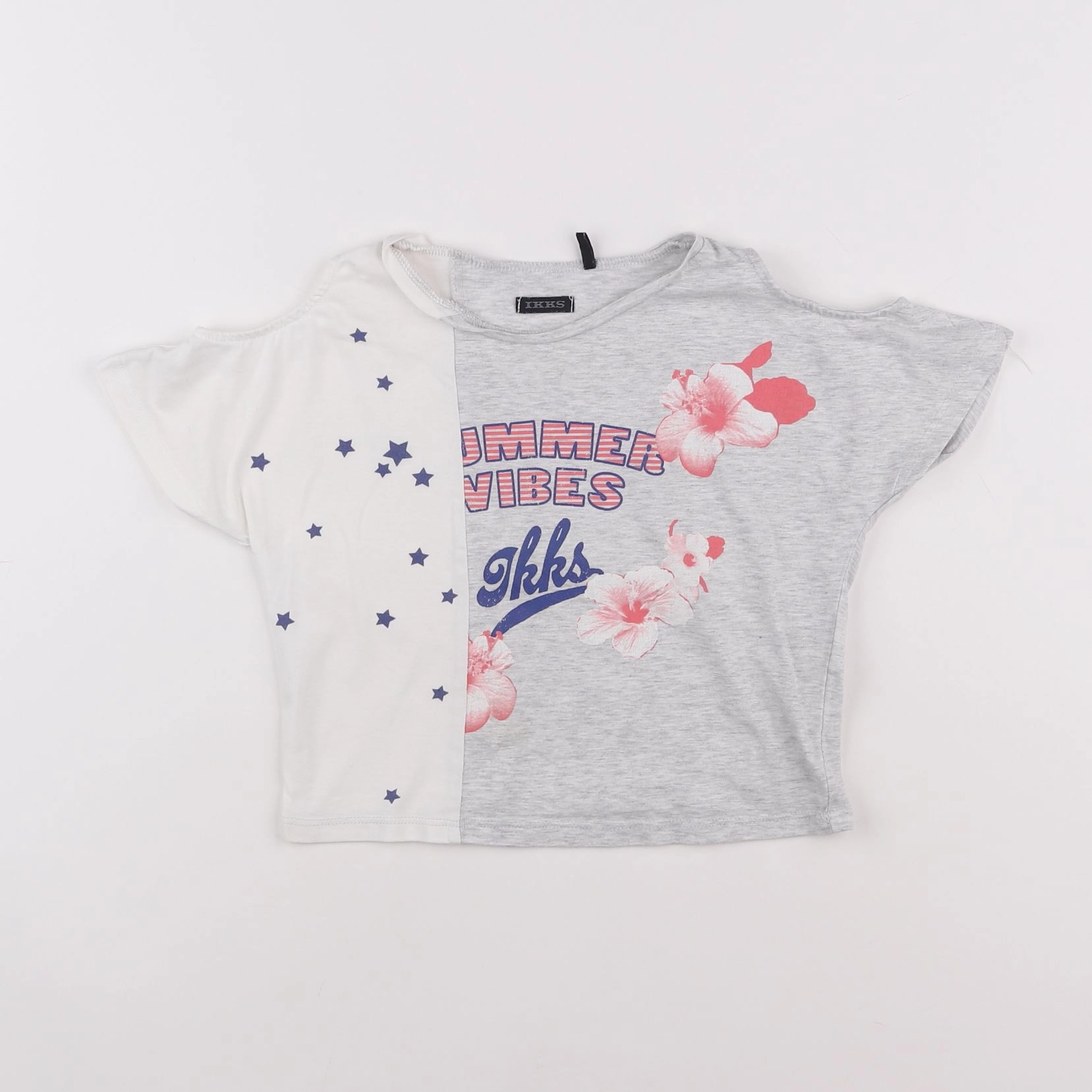 IKKS - tee-shirt blanc, gris - 5 ans