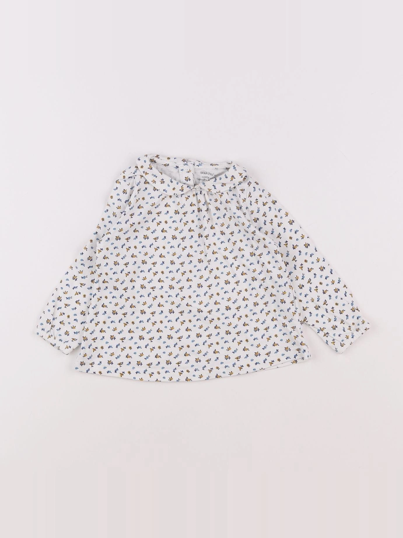 Boutchou - tee-shirt blanc, bleu - 9 mois