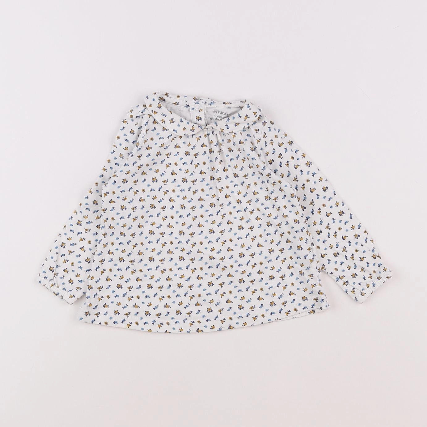 Boutchou - tee-shirt blanc, bleu - 9 mois