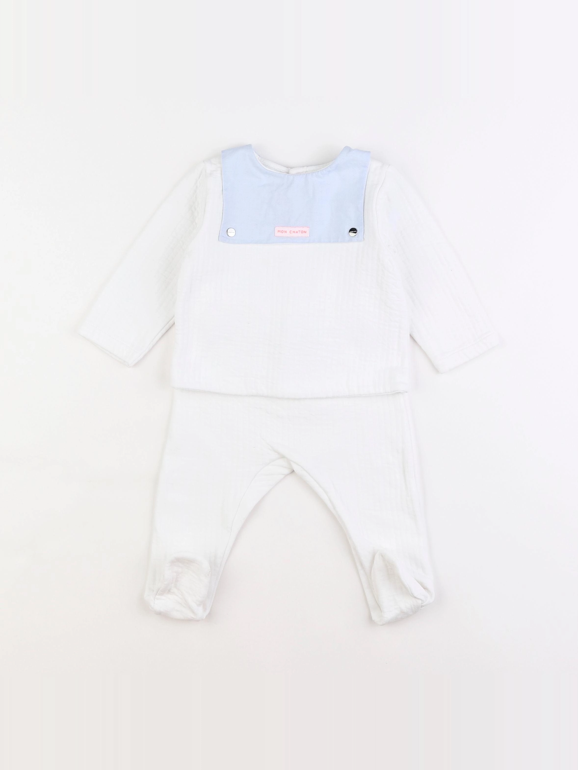 Jacadi - ensemble bleu, blanc - 12 mois