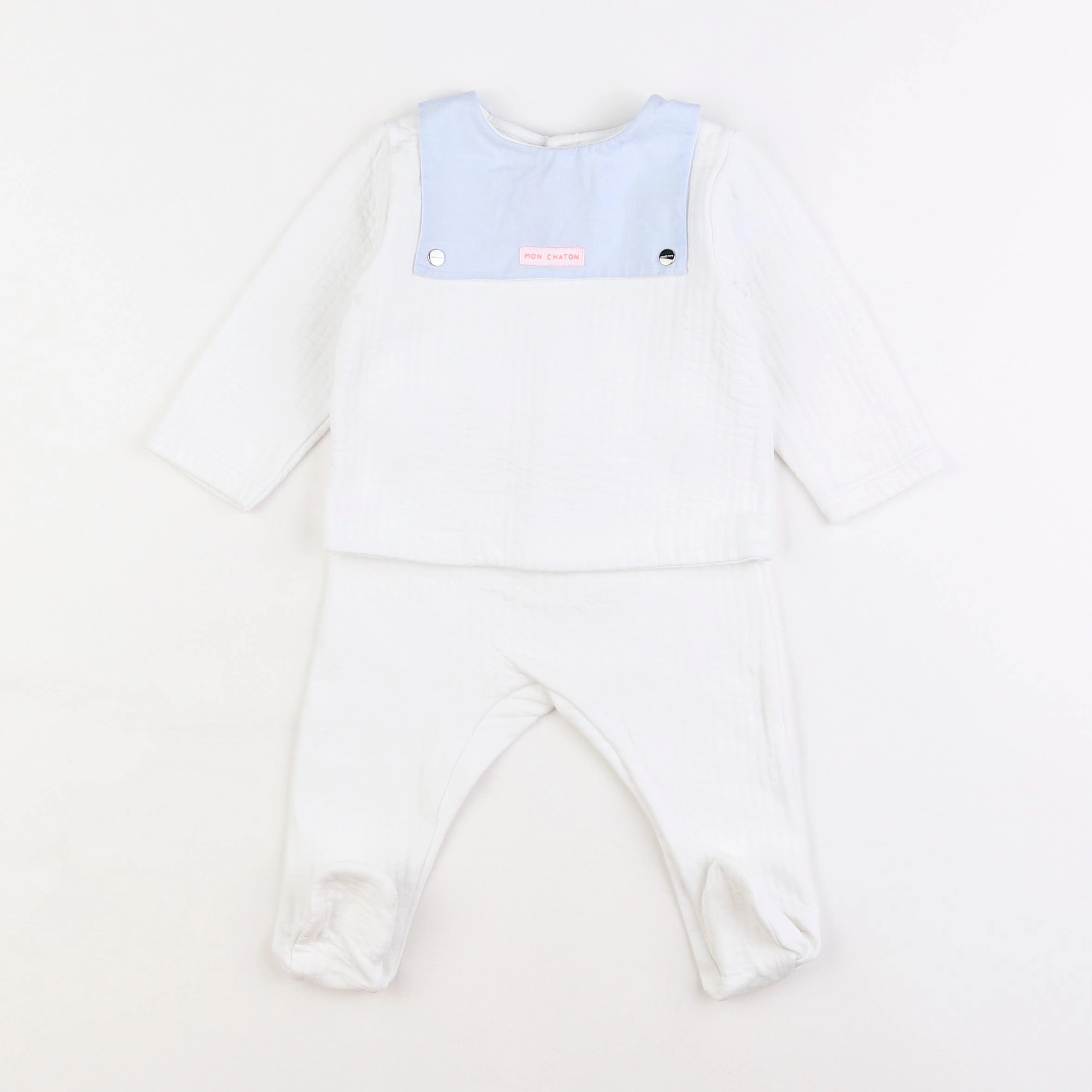 Jacadi - ensemble bleu, blanc - 12 mois