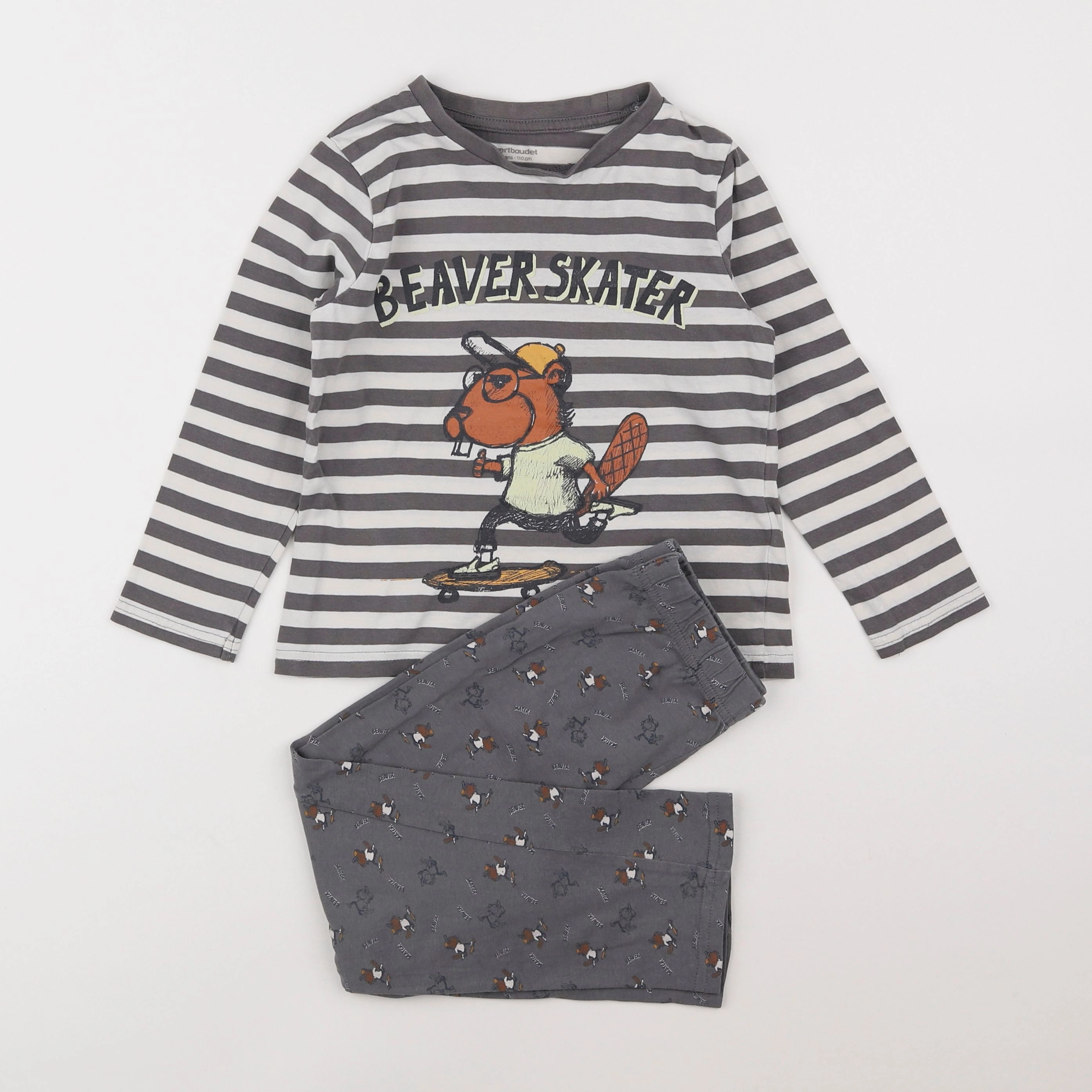 Vertbaudet - pyjama coton gris - 5 ans