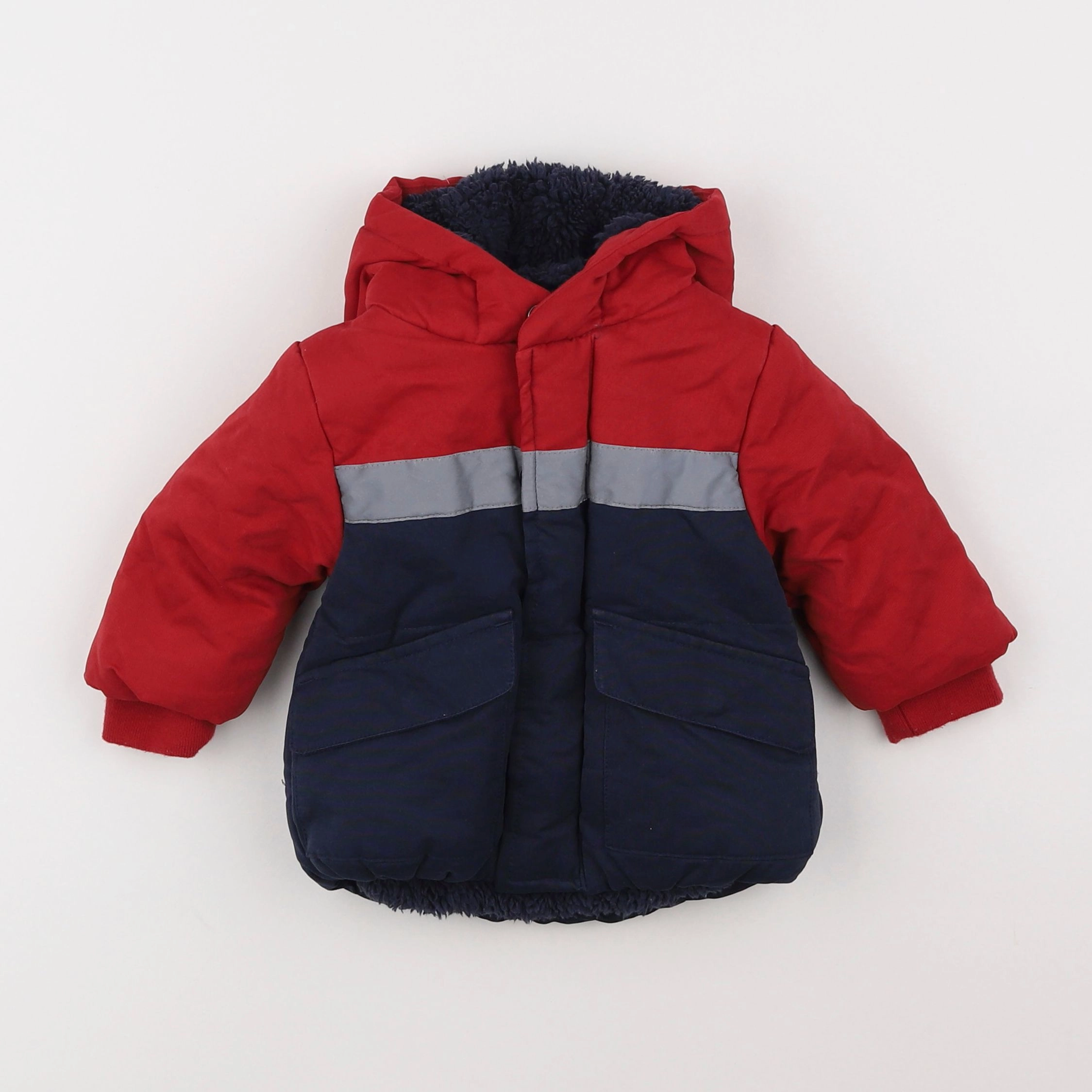 Vertbaudet - parka rouge, bleu - 6 mois