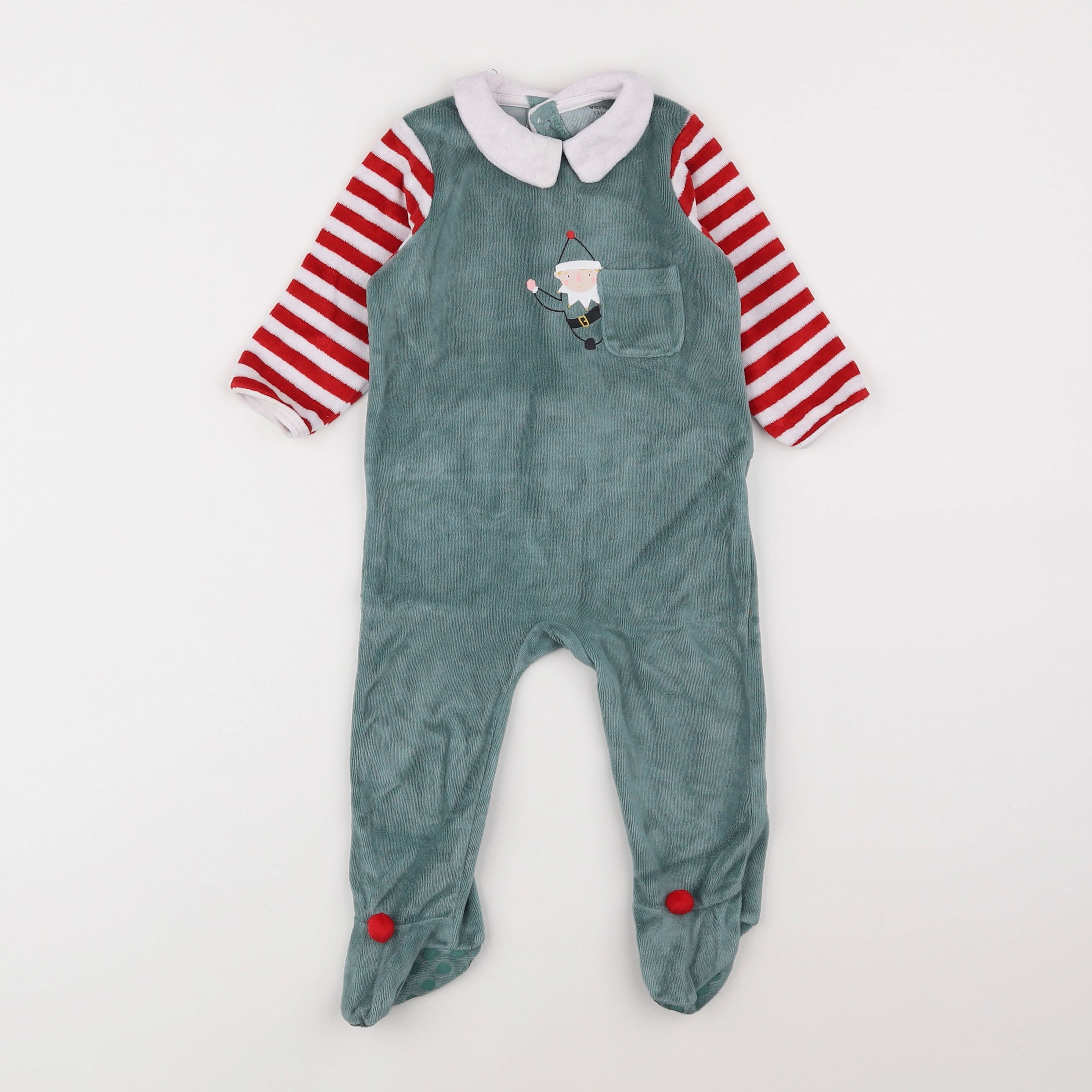 Vertbaudet - pyjama velours vert - 12 mois
