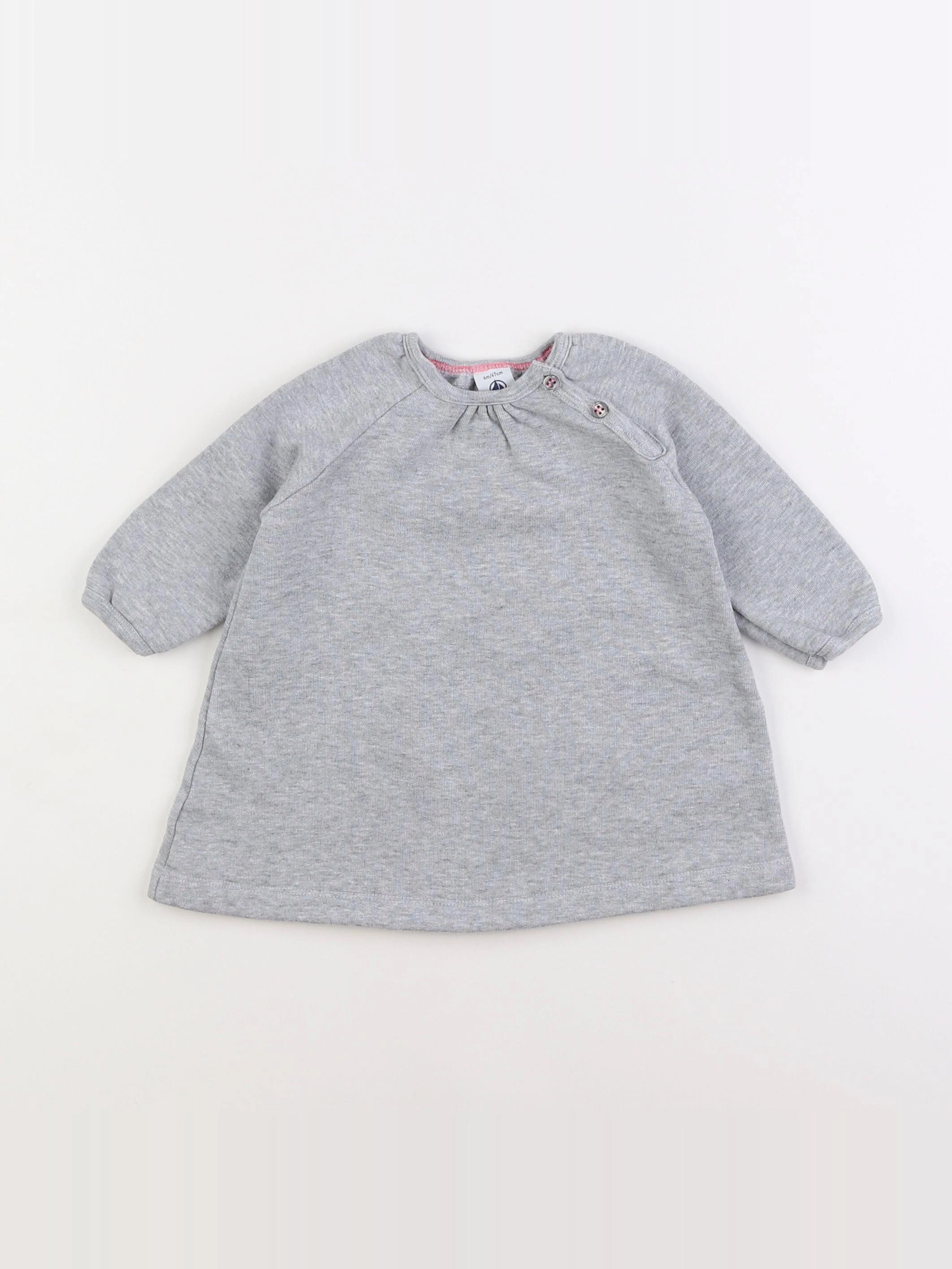 Petit Bateau - robe gris - 6 mois