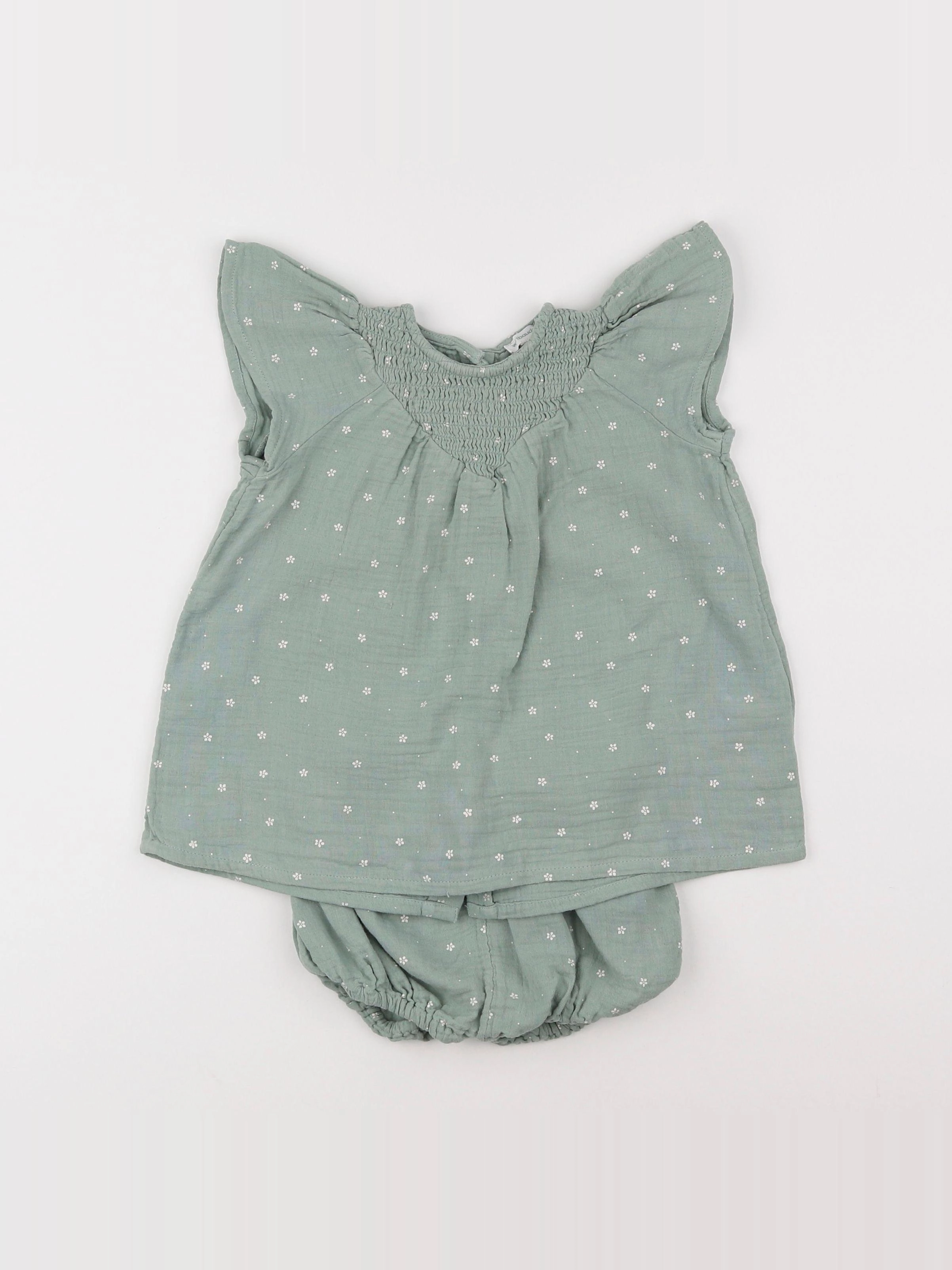Vertbaudet - robe vert - 9 mois