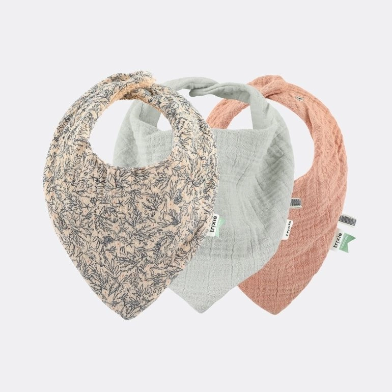 Trixie - Lot de 3 bavoirs bandana Lovely Leaves - 0/18mois