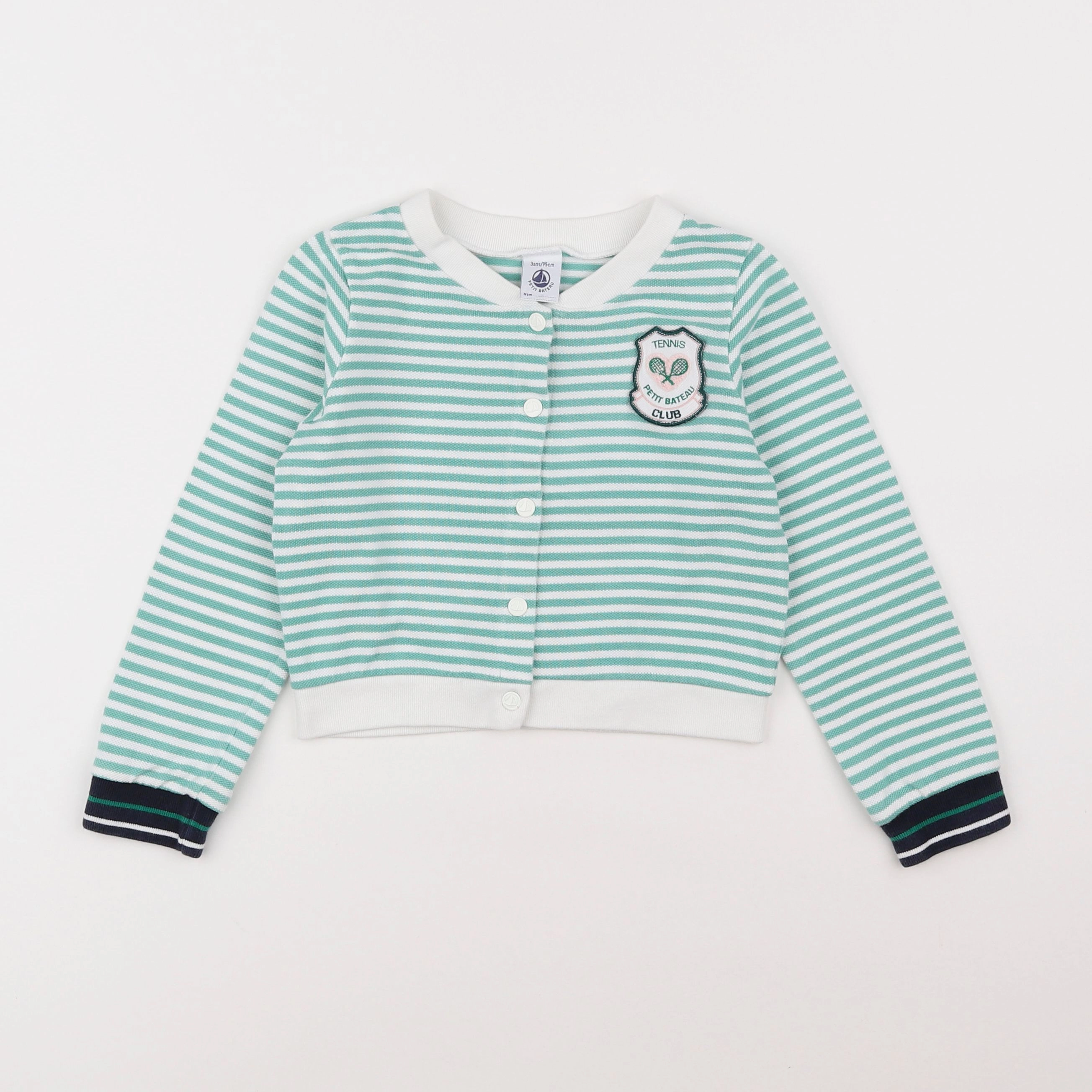 Petit Bateau - sweat blanc, vert - 3 ans