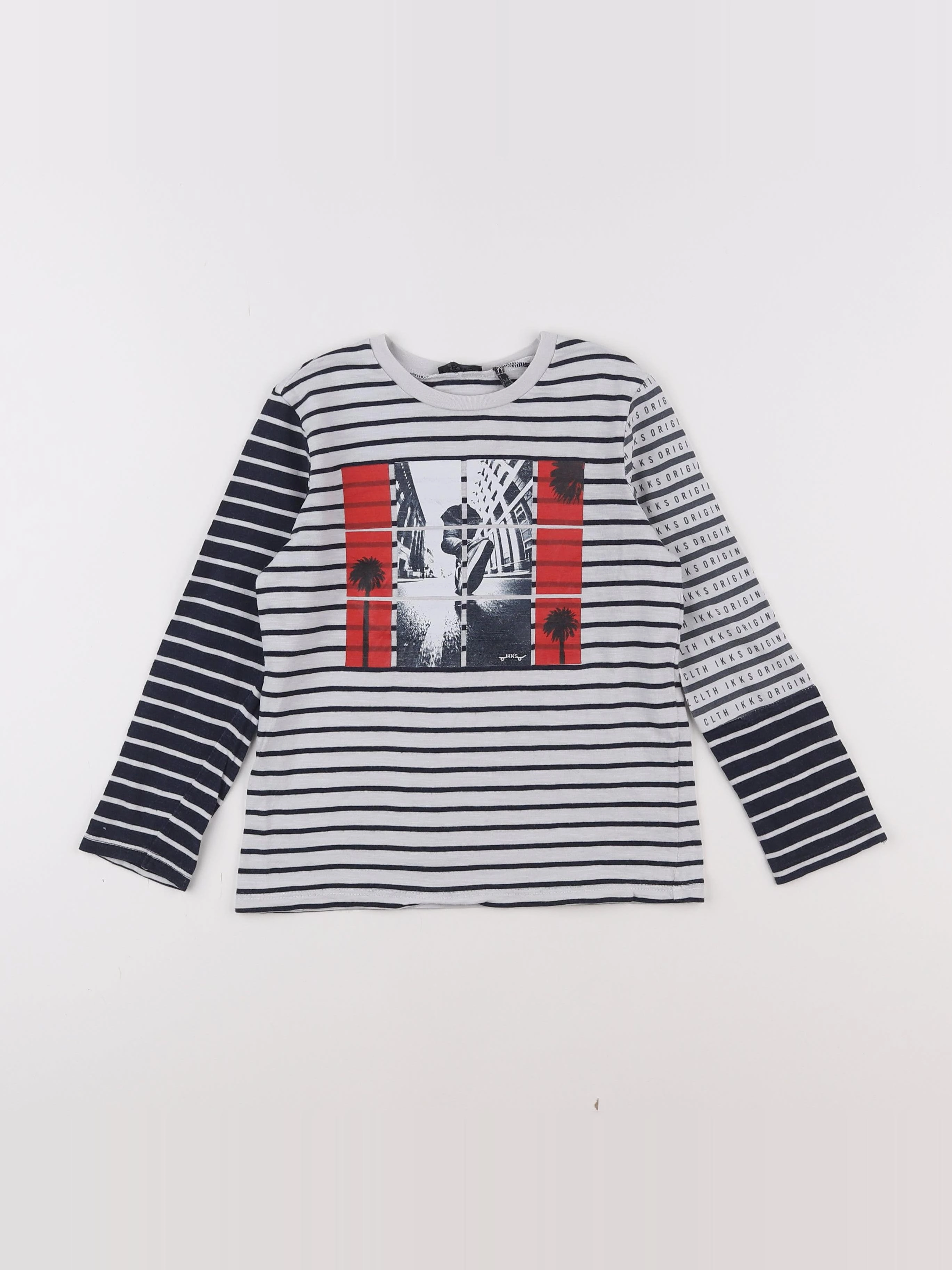 IKKS - tee-shirt blanc, bleu - 5 ans