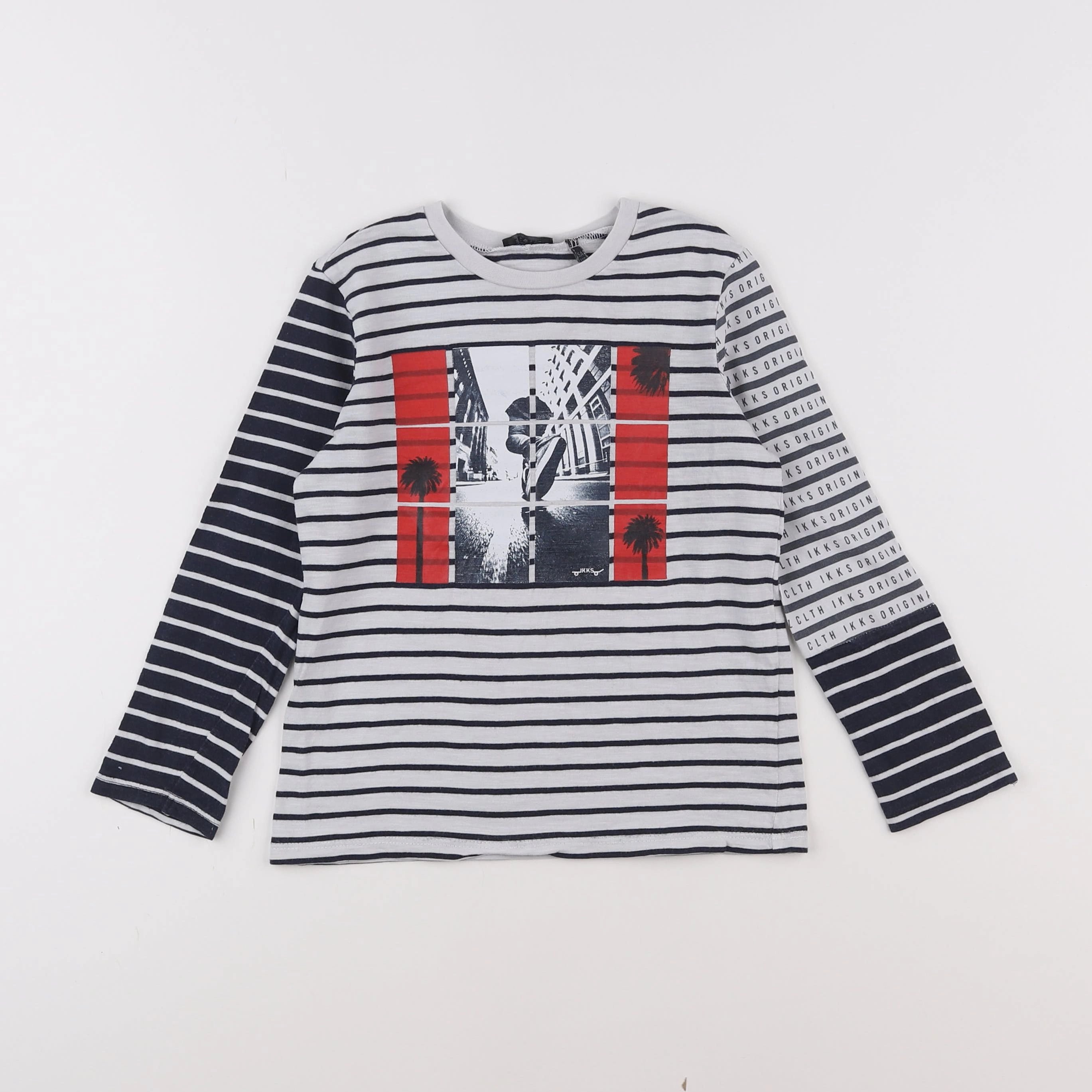 IKKS - tee-shirt blanc, bleu - 5 ans