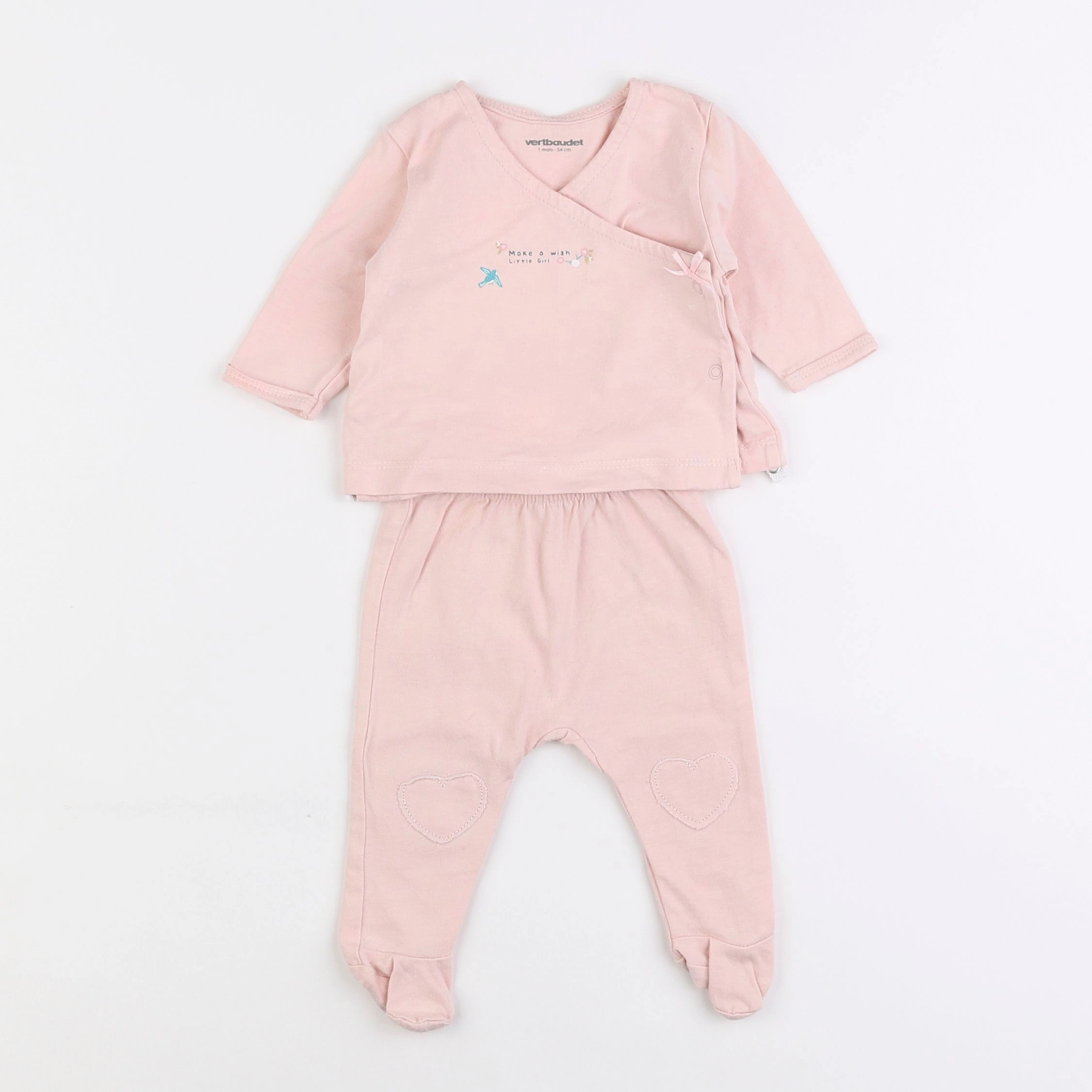 Vertbaudet - pyjama coton rose - 1 mois