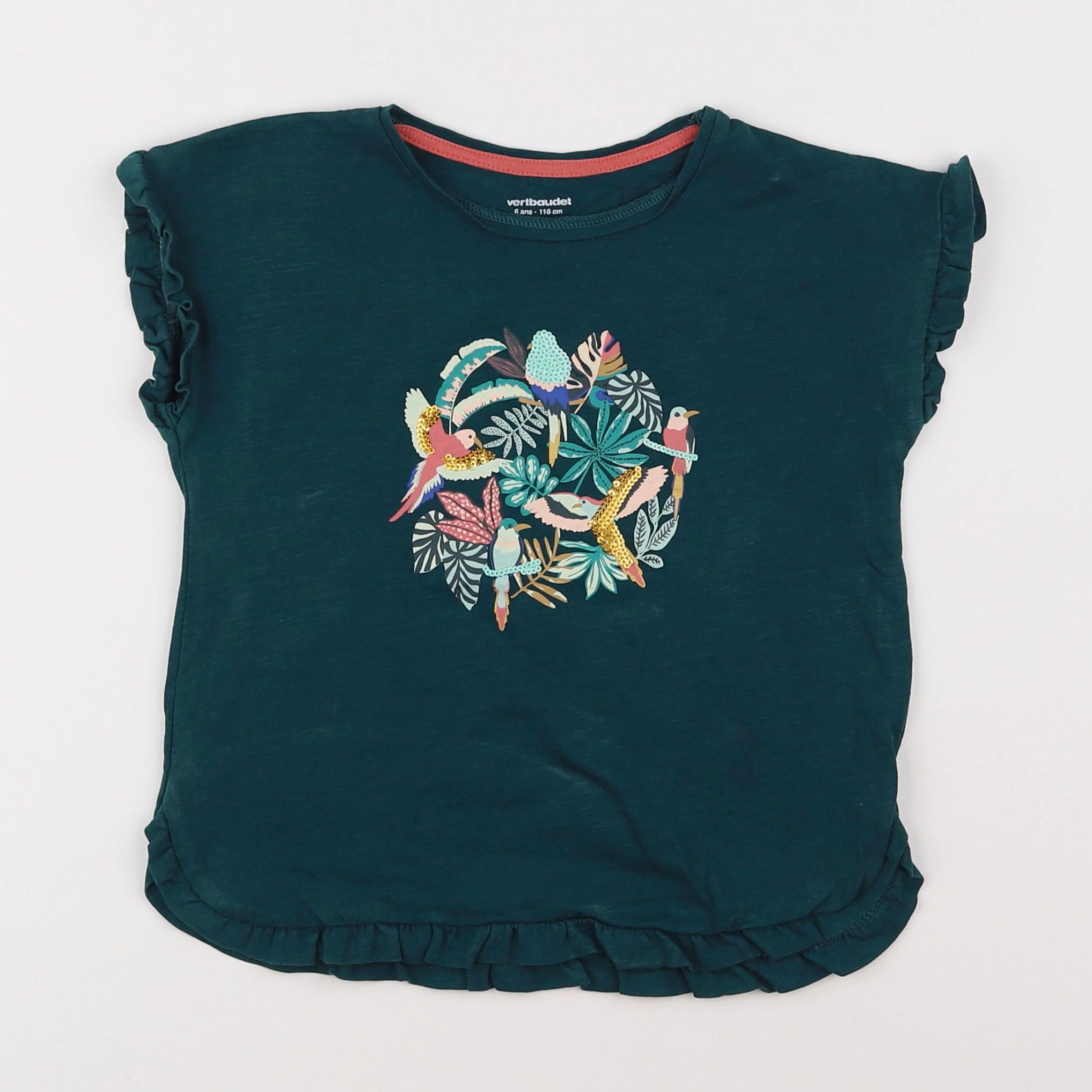 Vertbaudet - tee-shirt vert - 6 ans