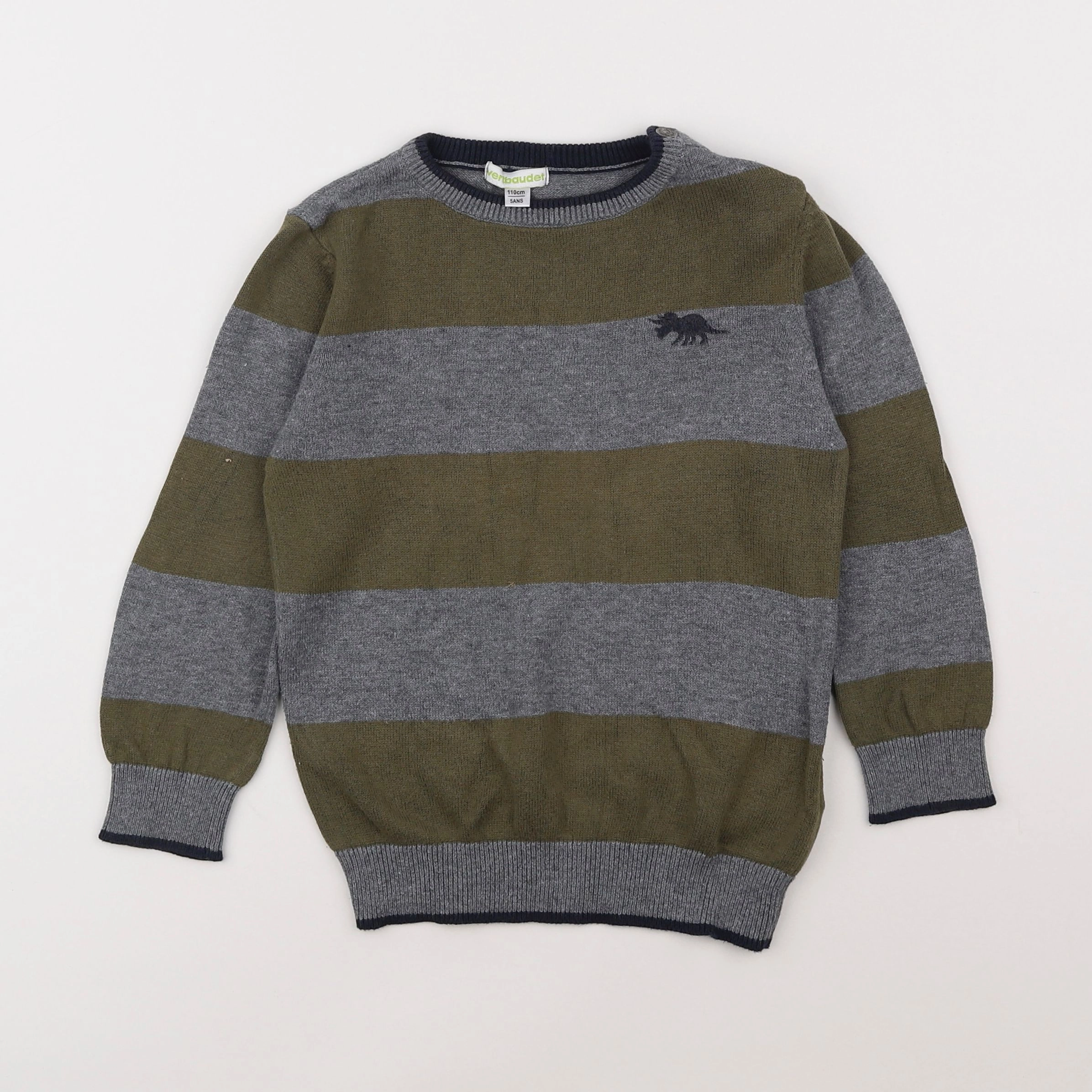 Vertbaudet - pull gris, vert - 5 ans