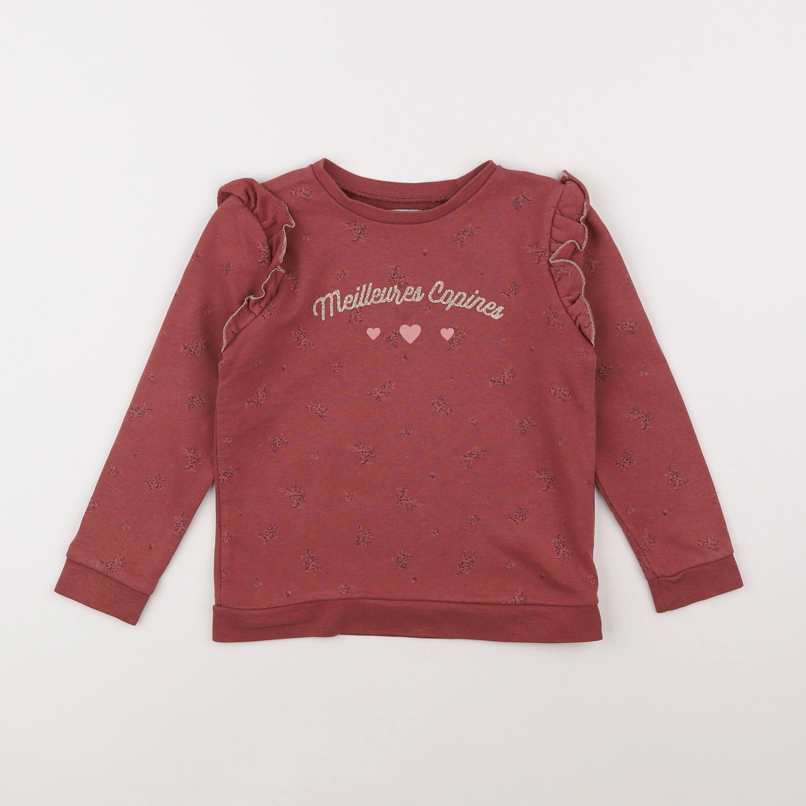 Vertbaudet - sweat rose, or - 6 ans