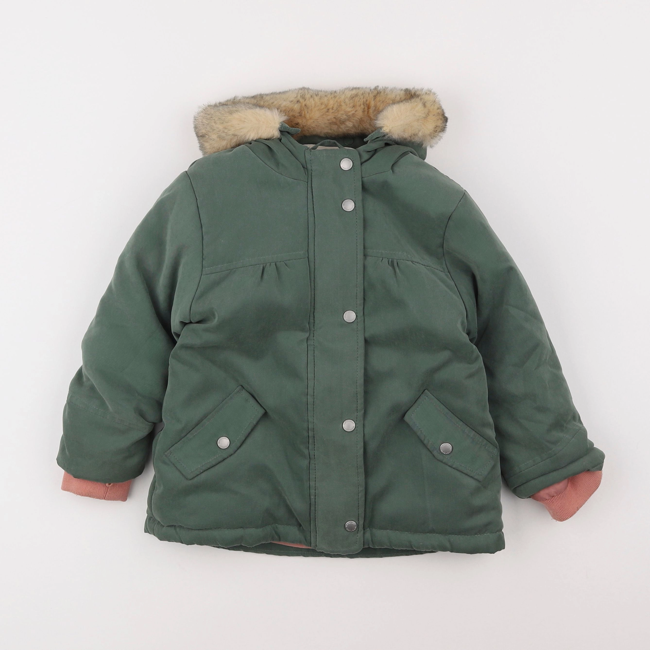 Vertbaudet - manteau doublure amovible vert - 3 ans