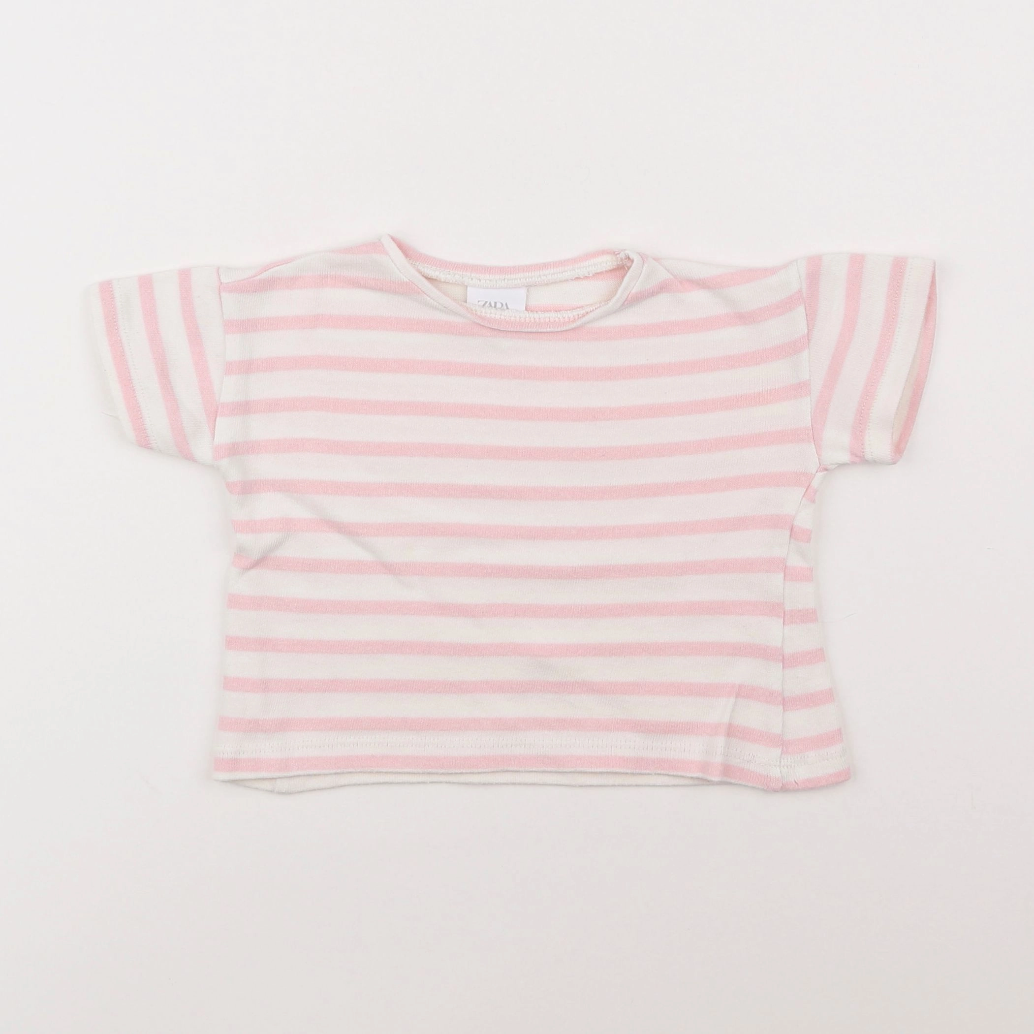 Zara - tee-shirt rose, blanc - 9/12 mois