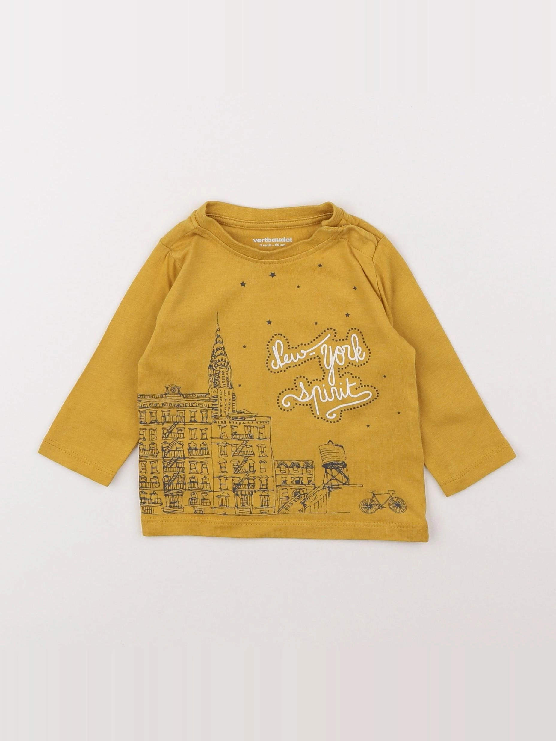 Vertbaudet - tee-shirt jaune - 3 mois
