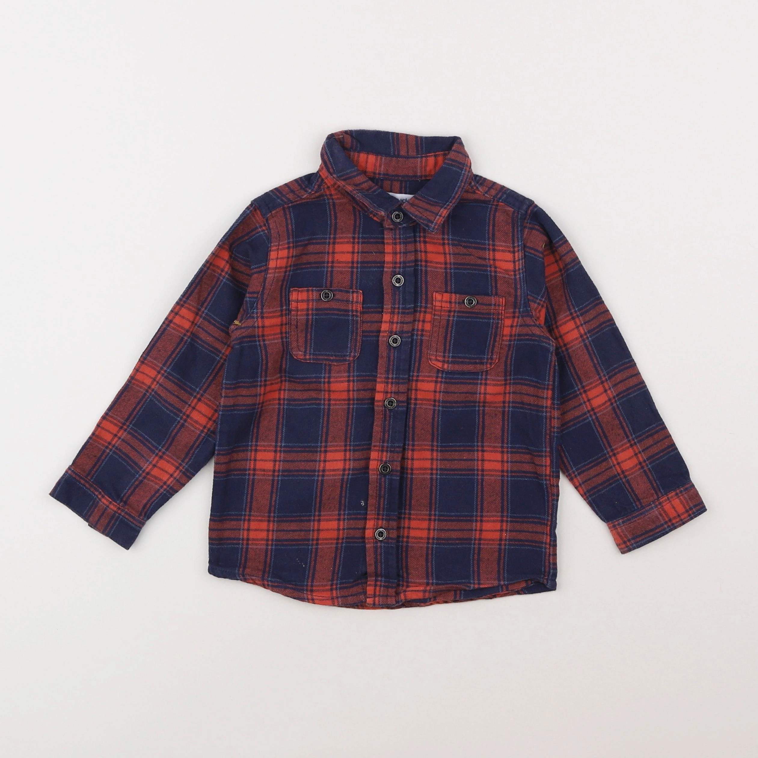 Vertbaudet - chemise bleu, rouge - 2 ans