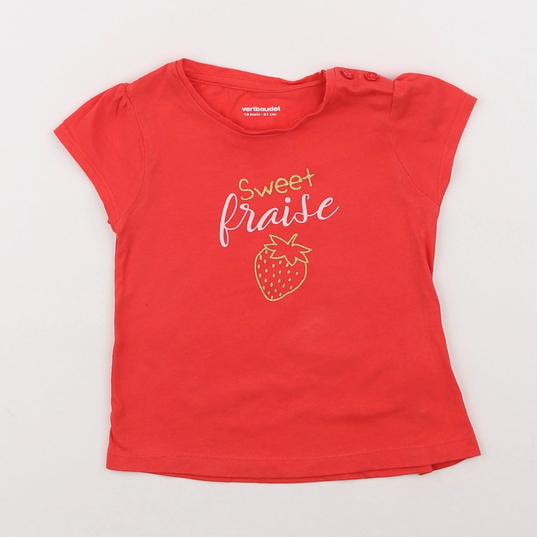 Vertbaudet - tee-shirt rouge - 18 mois