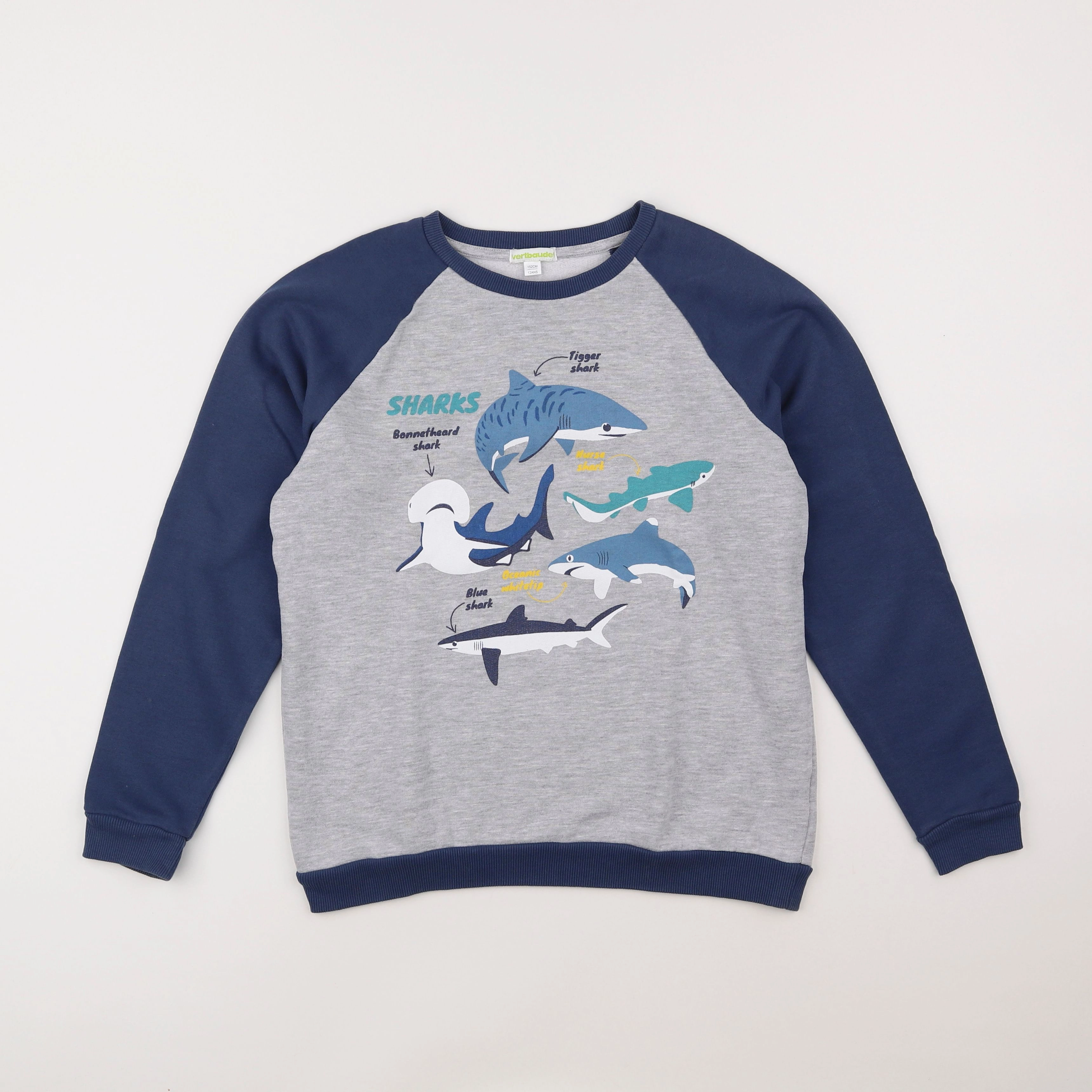 Vertbaudet - sweat bleu, gris - 12 ans