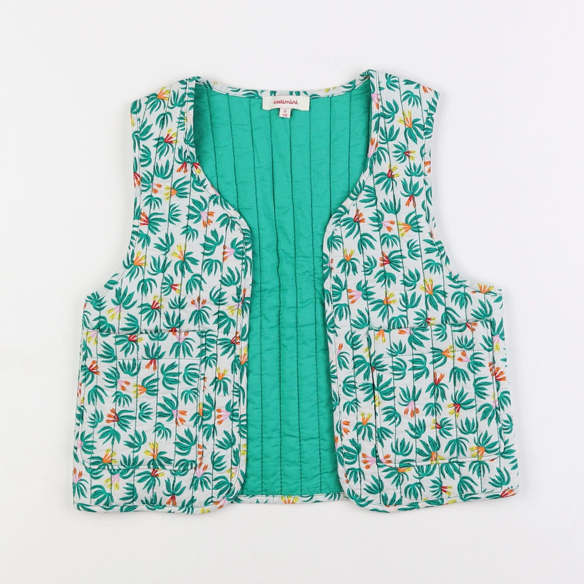 Catimini - gilet vert - 6 ans