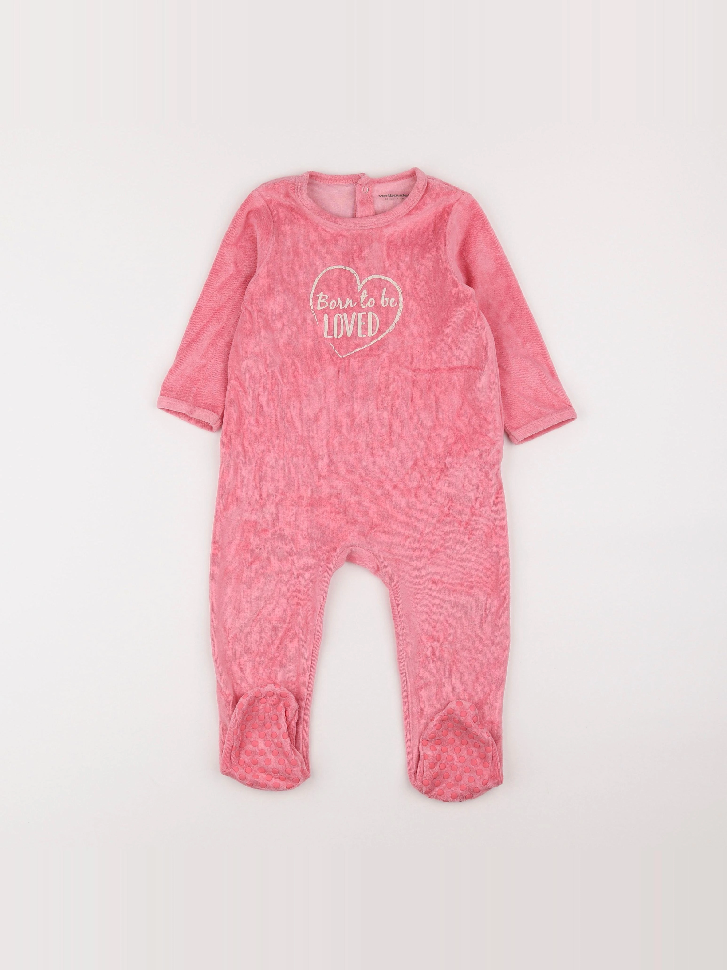 Vertbaudet - pyjama velours rose - 18 mois