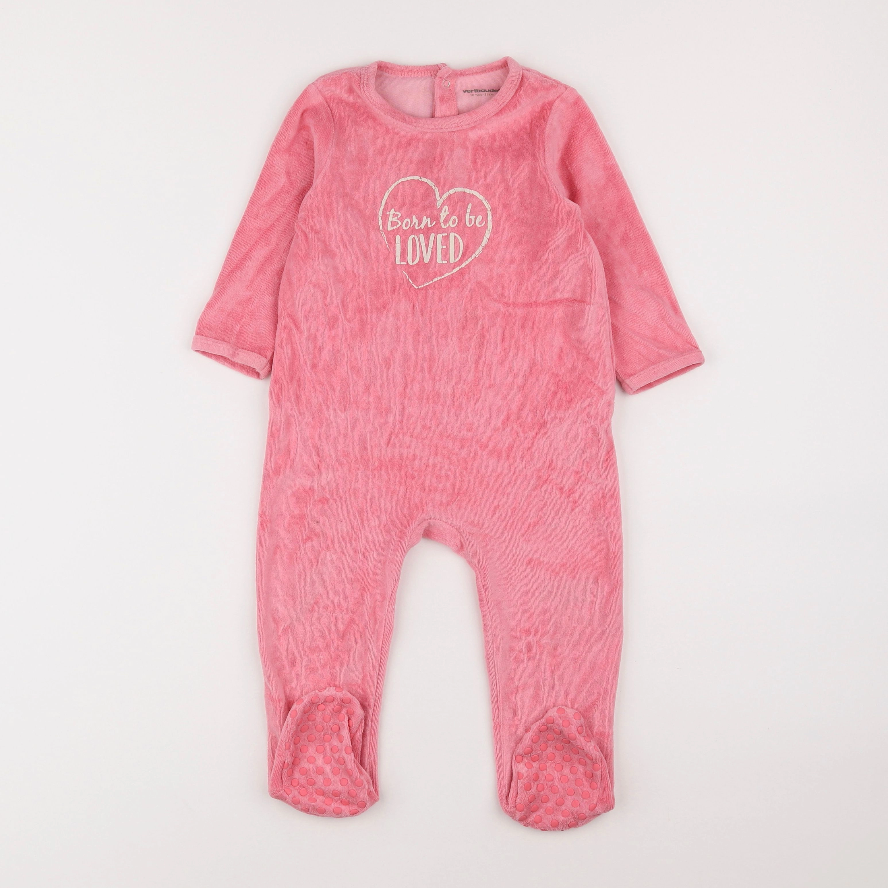 Vertbaudet - pyjama velours rose - 18 mois