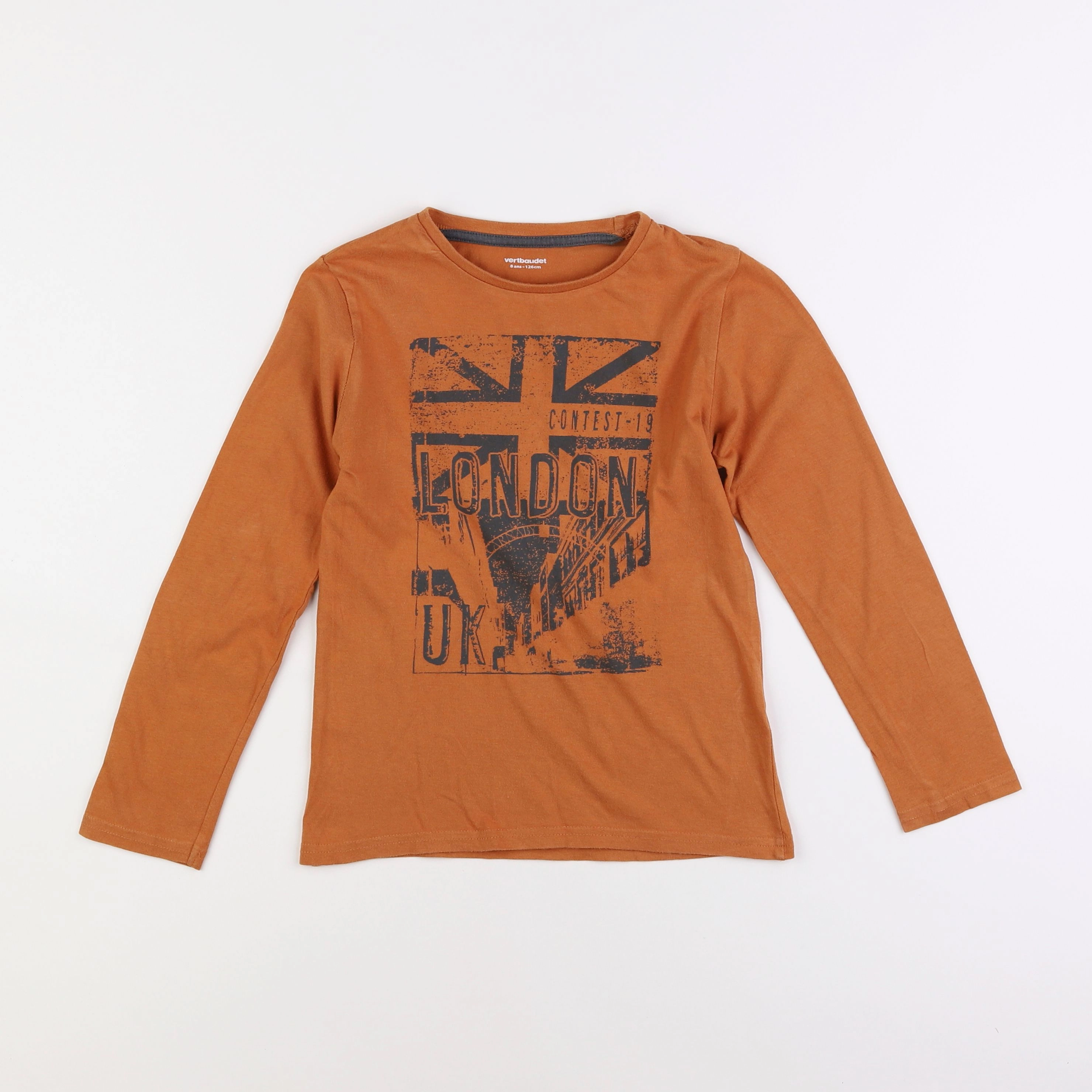 Vertbaudet - tee-shirt marron - 8 ans