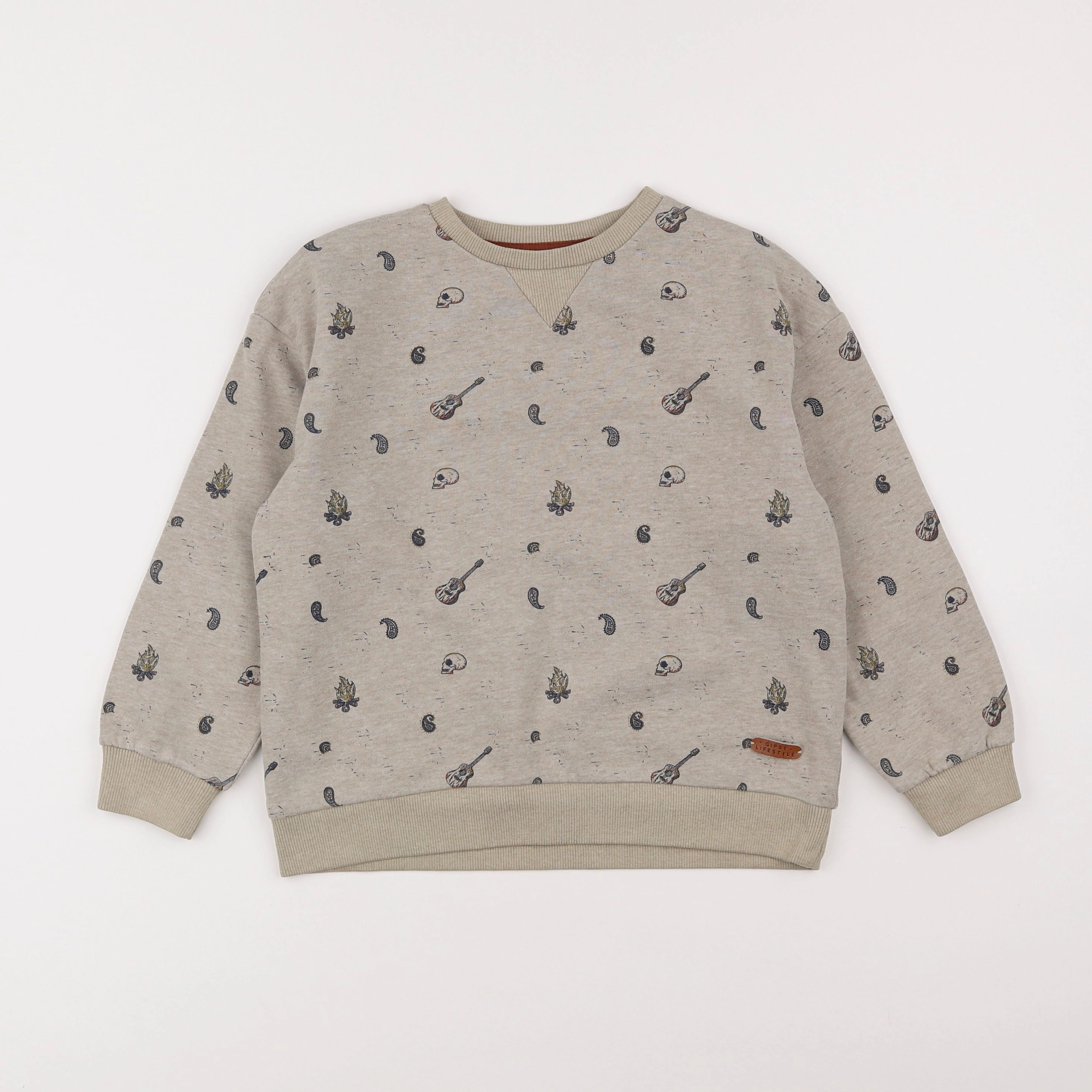 Vertbaudet - sweat beige - 6 ans