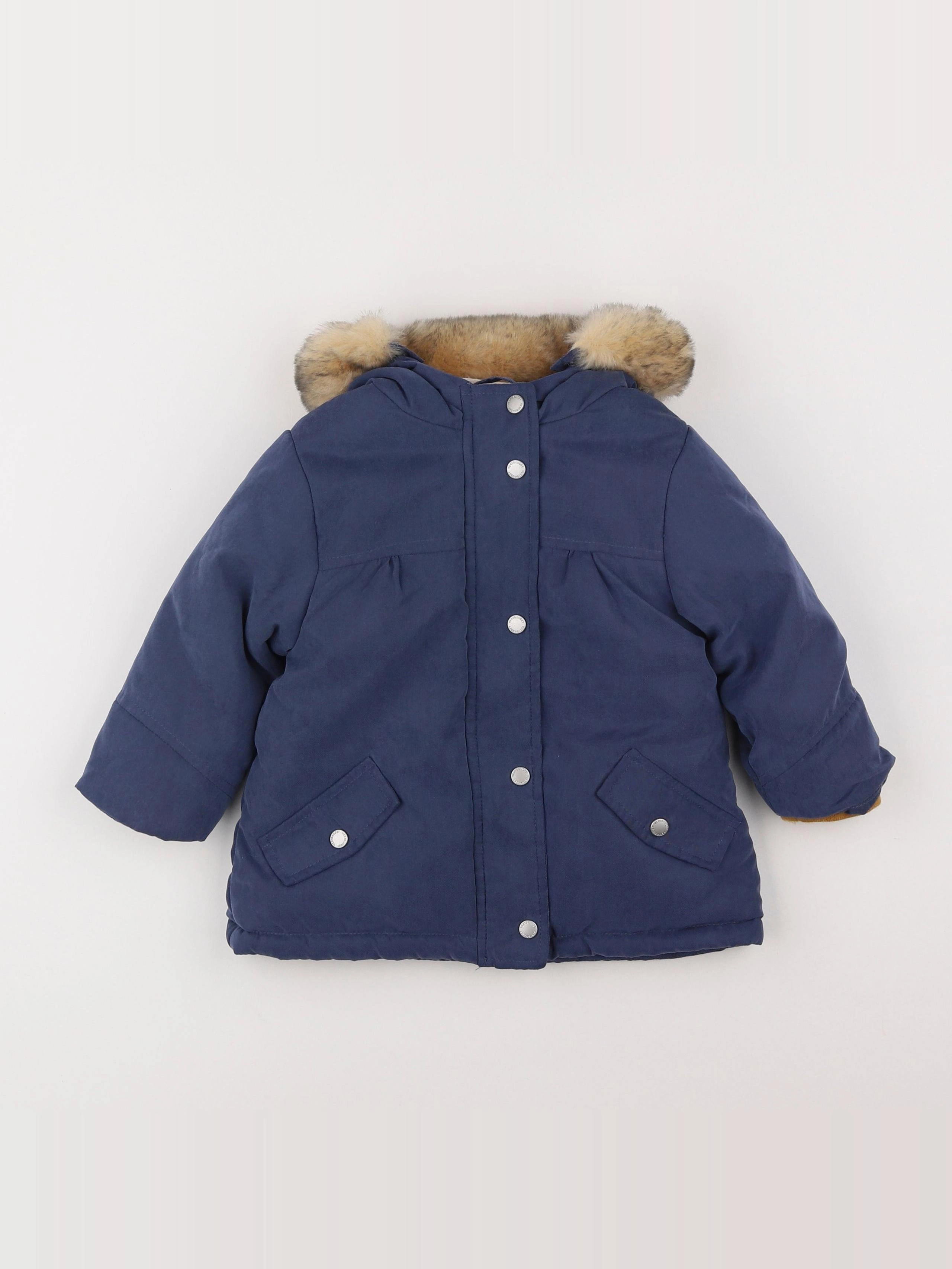Vertbaudet - manteau doublure amovible bleu - 18 mois