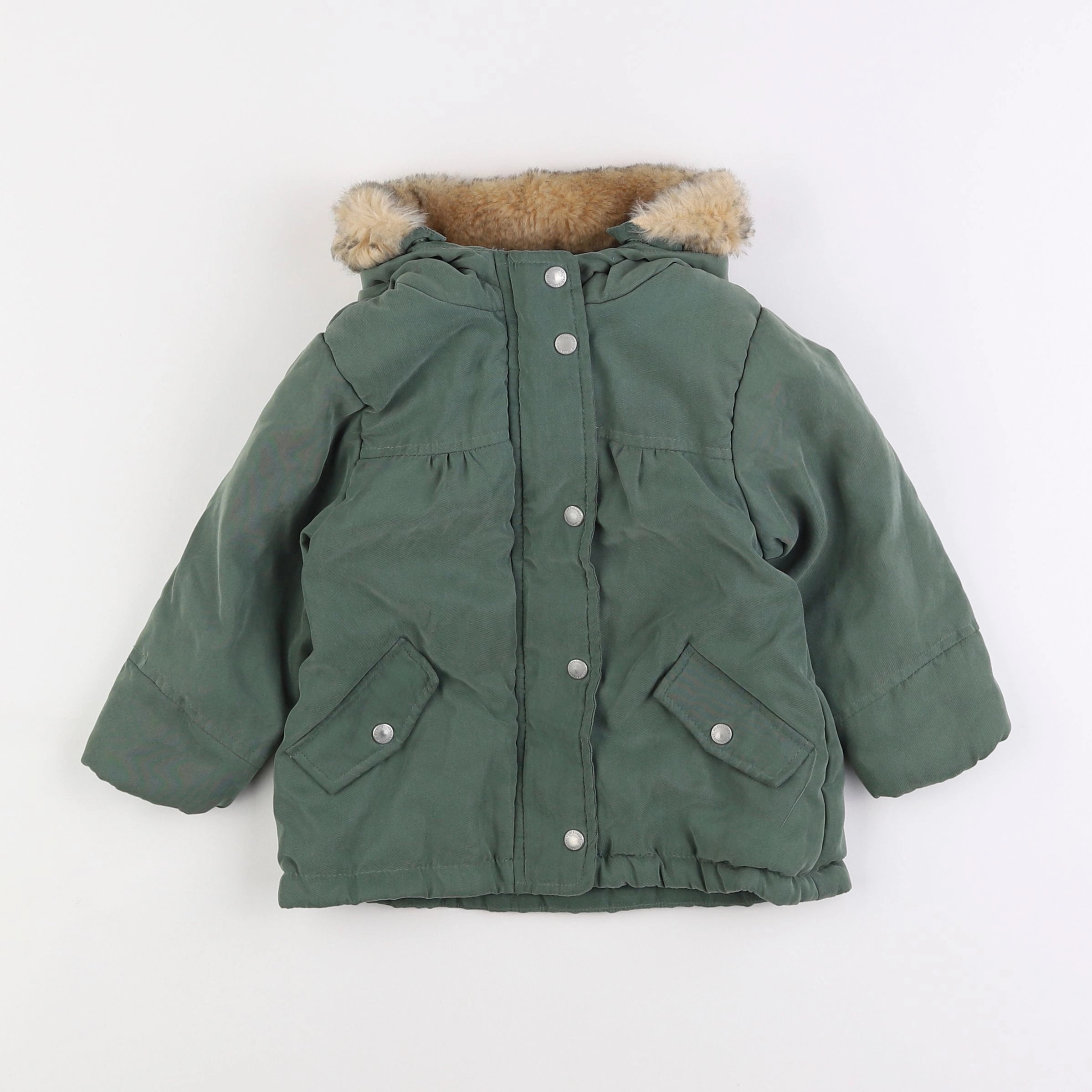 Vertbaudet - manteau vert - 3/4 ans