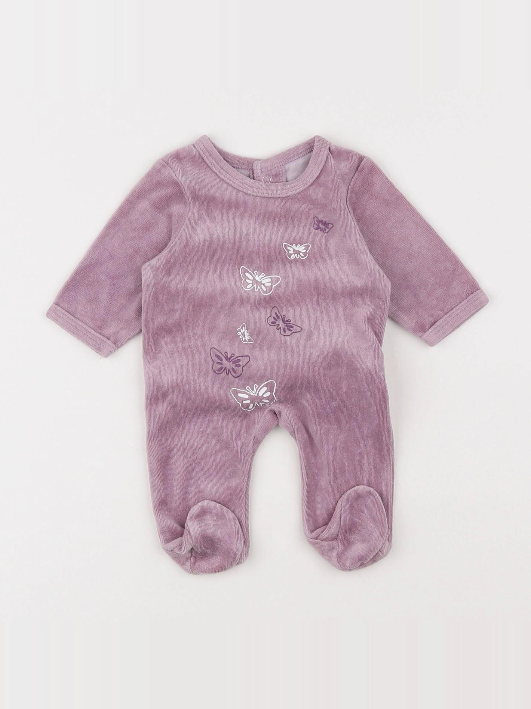 Vertbaudet - pyjama velours violet - 0 mois