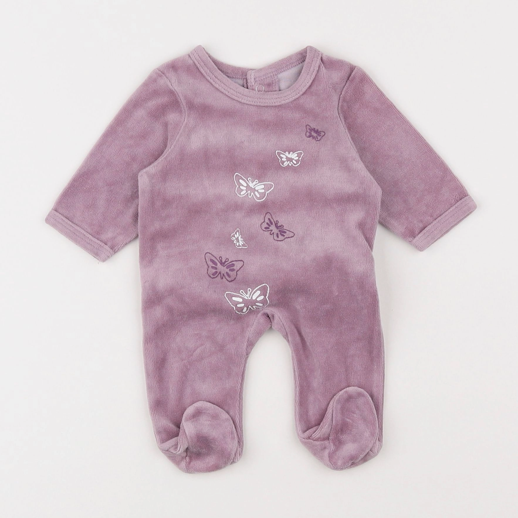 Vertbaudet - pyjama velours violet - 0 mois