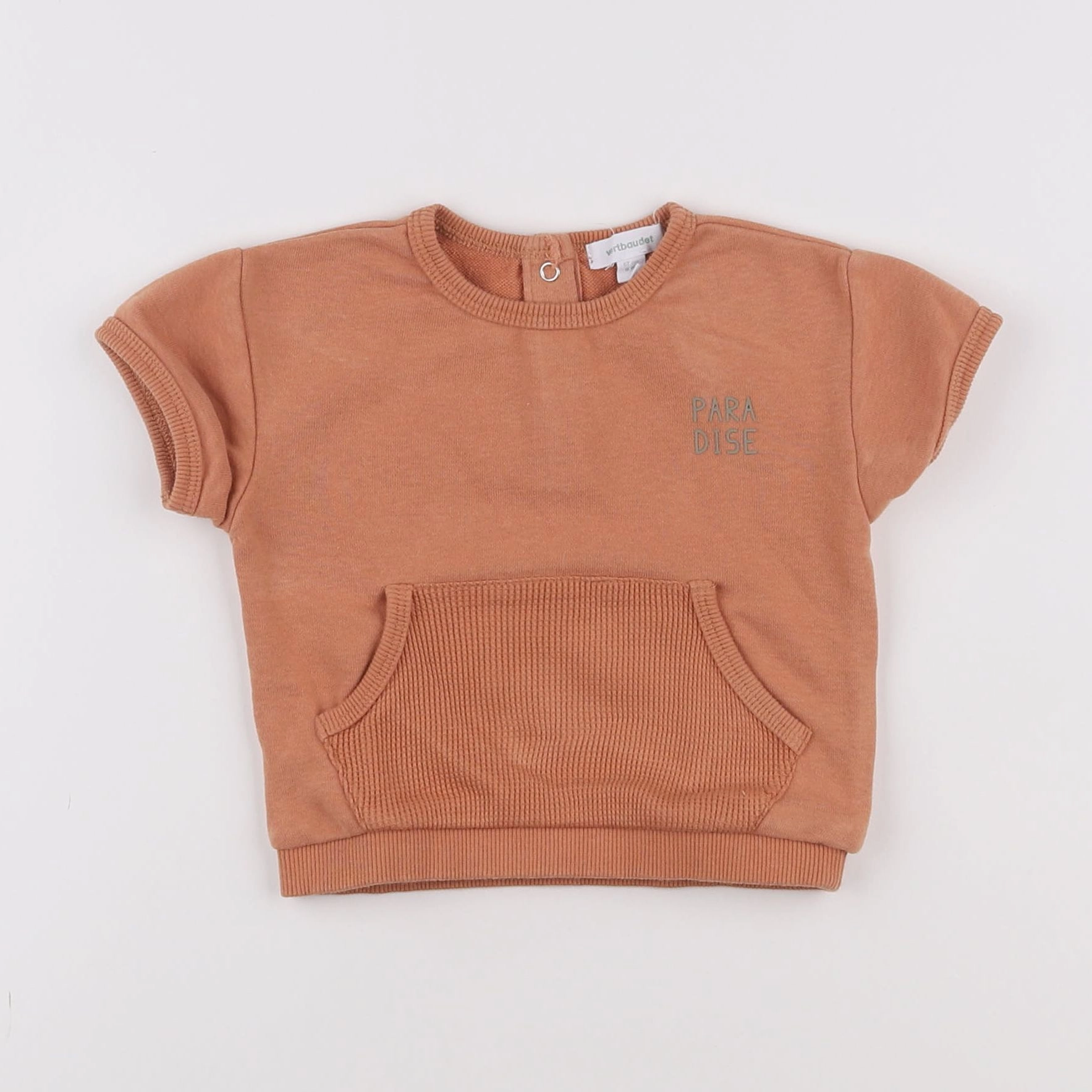 Vertbaudet - sweat velours orange - 6 mois