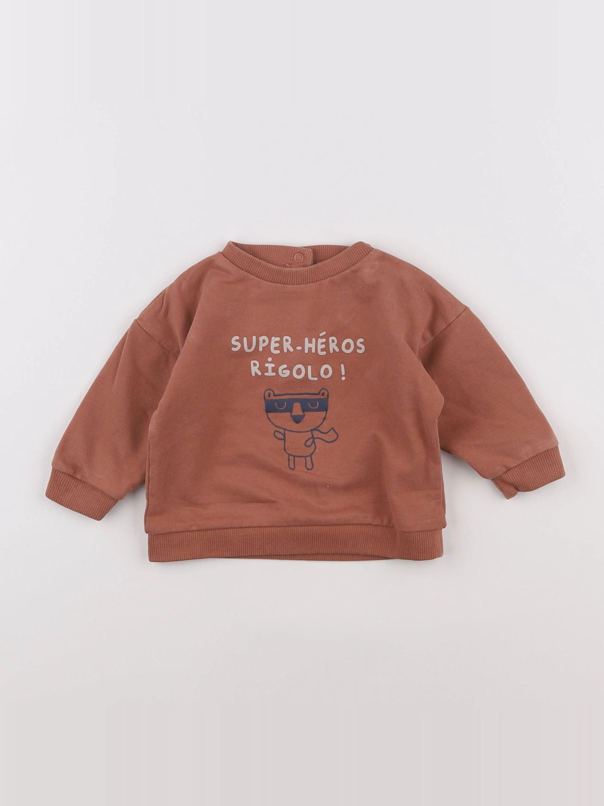 Vertbaudet - sweat marron - 6 mois