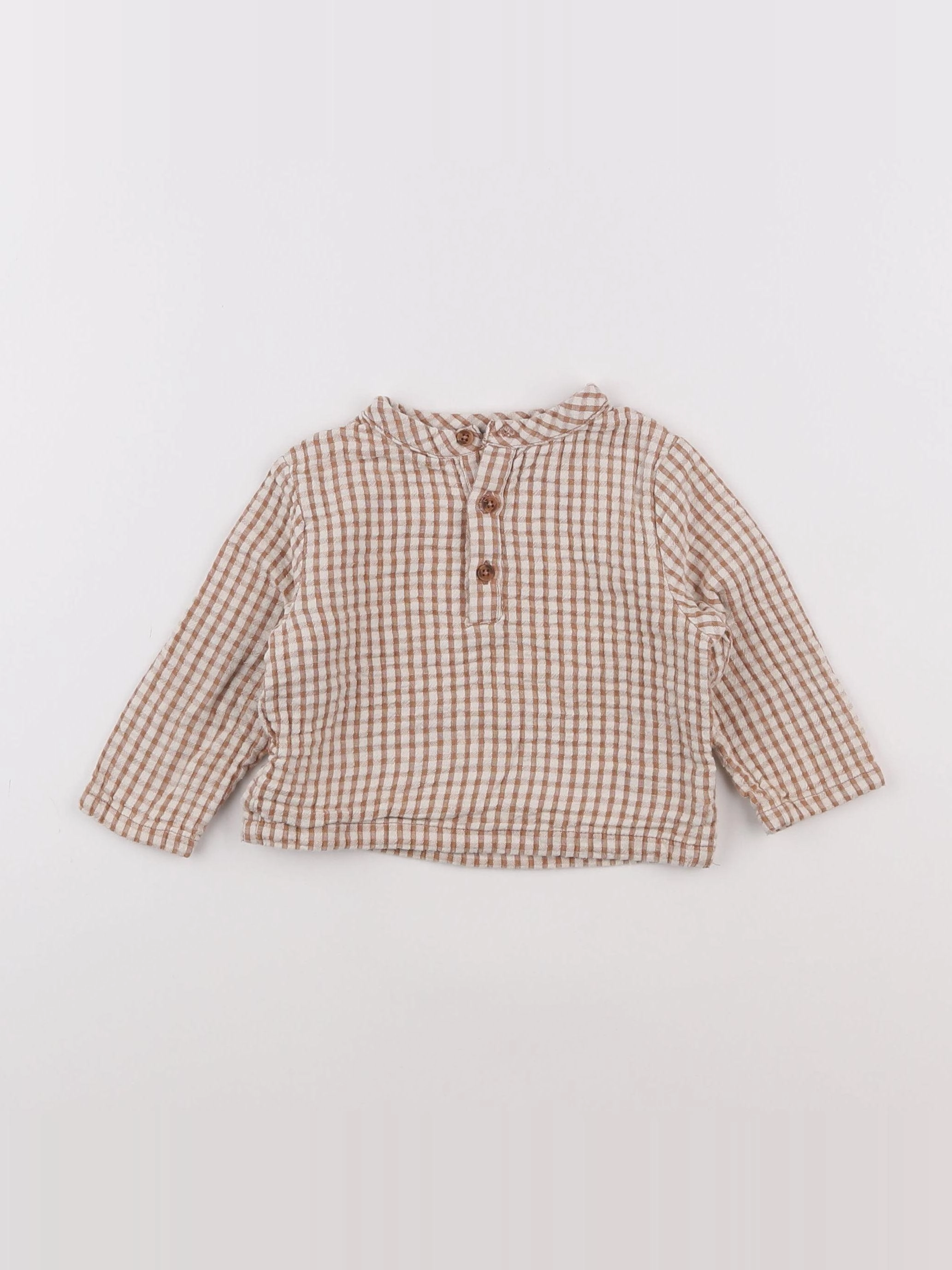 Vertbaudet - chemise beige - 6 mois