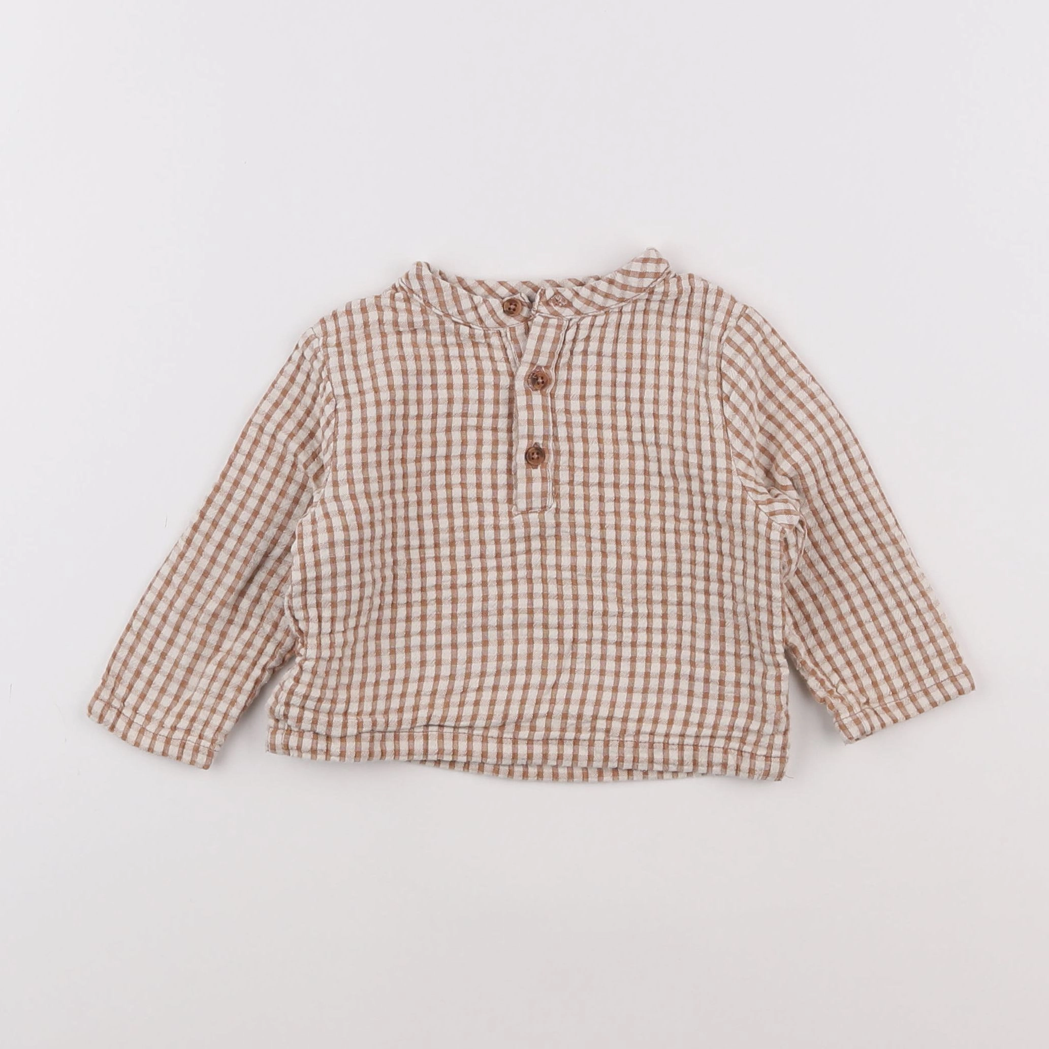 Vertbaudet - chemise beige - 6 mois