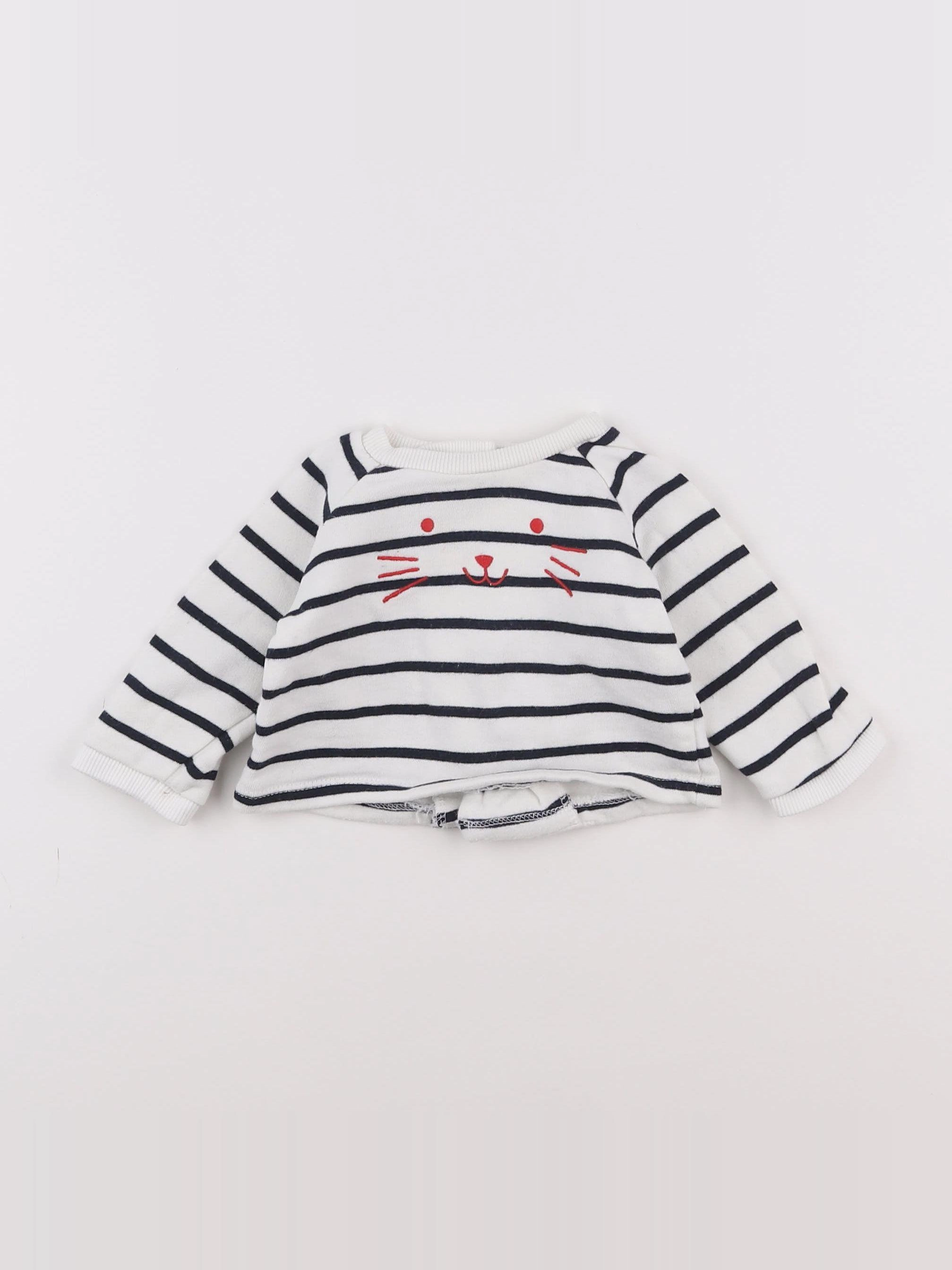 Boutchou - sweat blanc, bleu - 3 mois