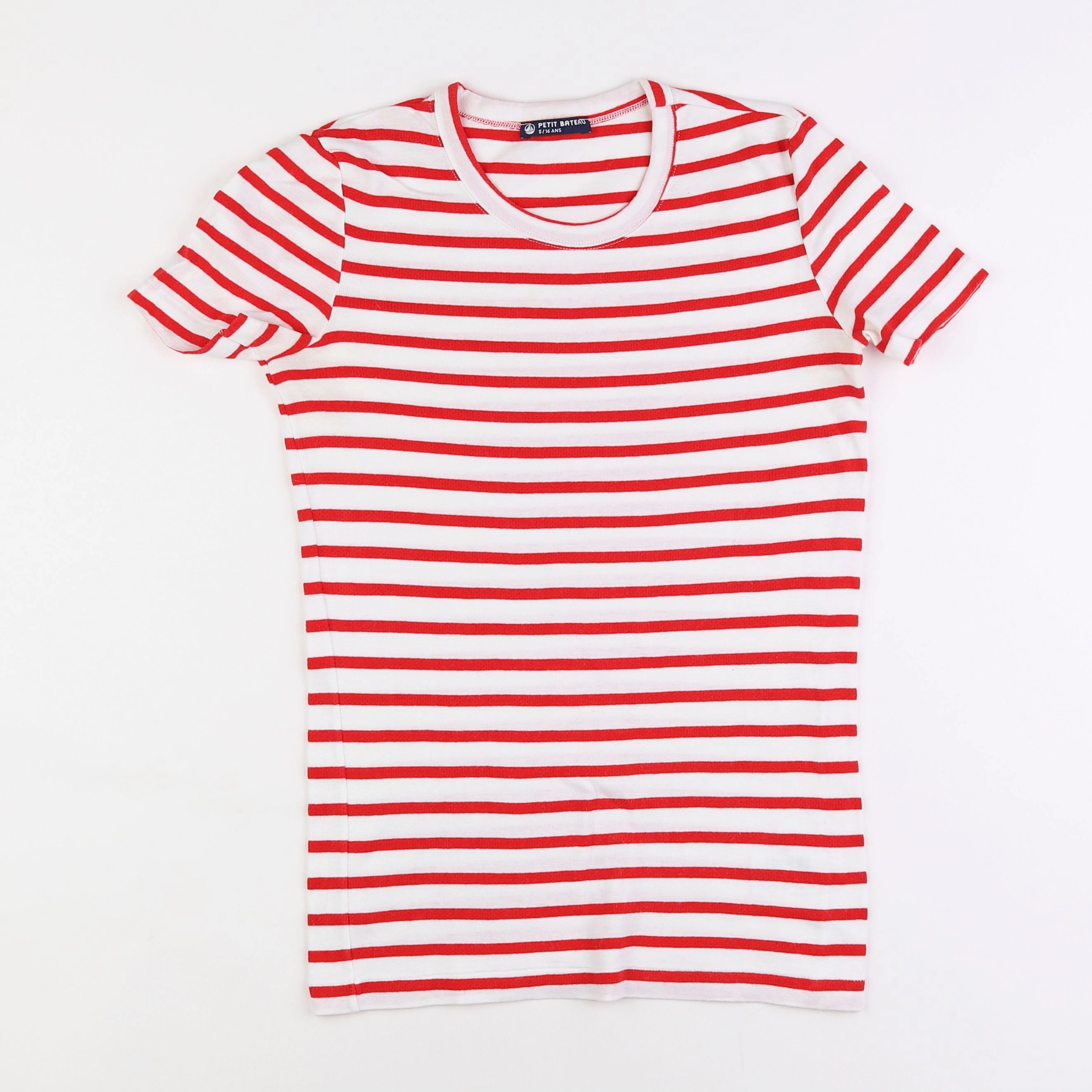 Petit Bateau - tee-shirt blanc, rouge - 16 ans