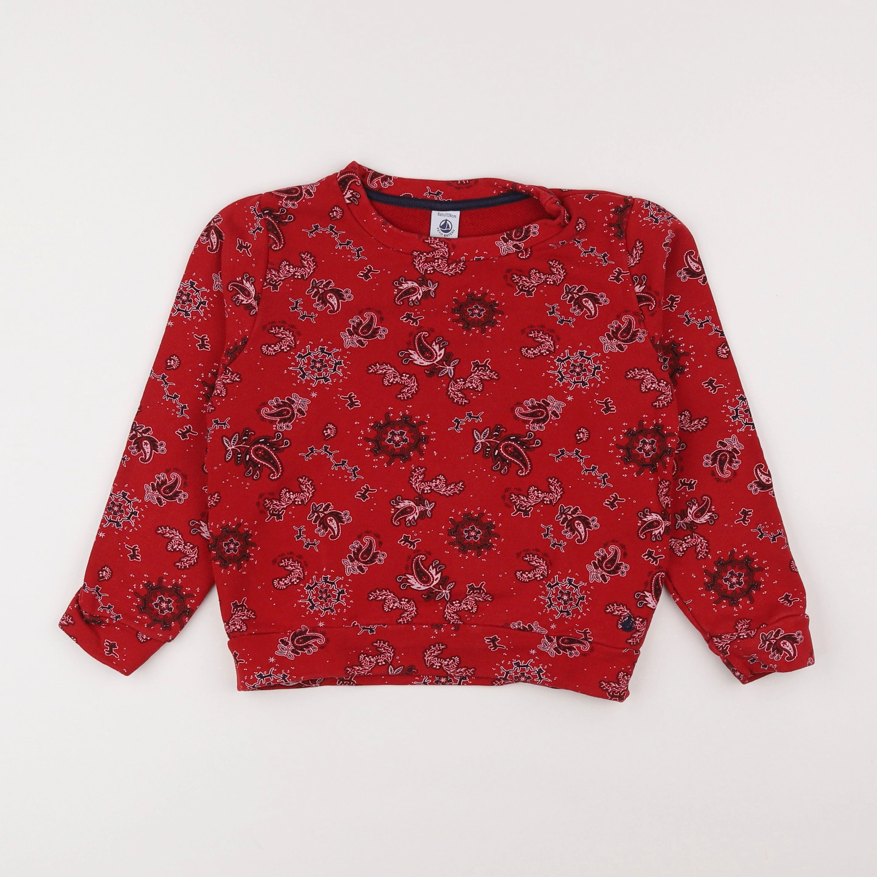 Petit Bateau - sweat rouge - 8 ans