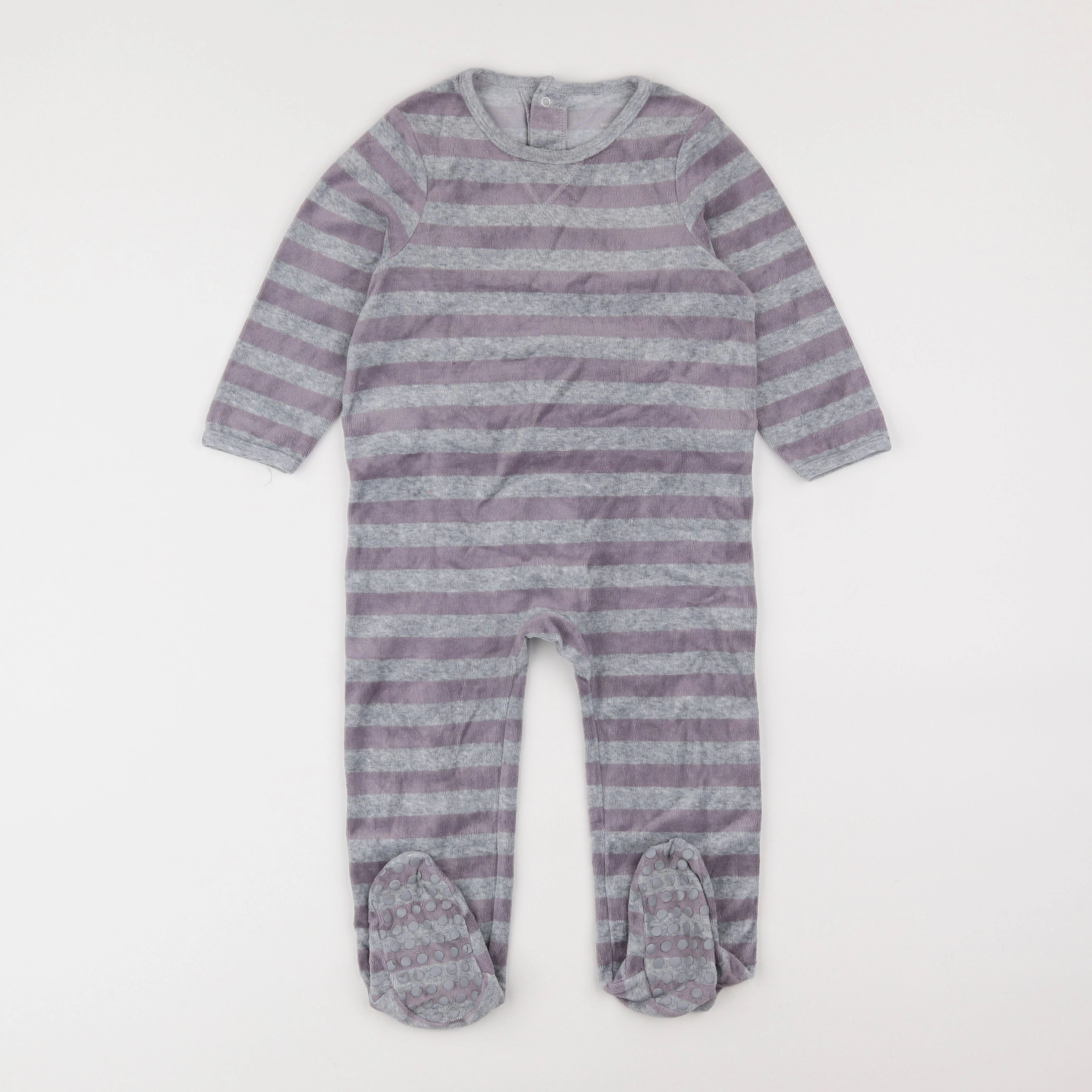 Vertbaudet - pyjama velours gris, violet - 2 ans