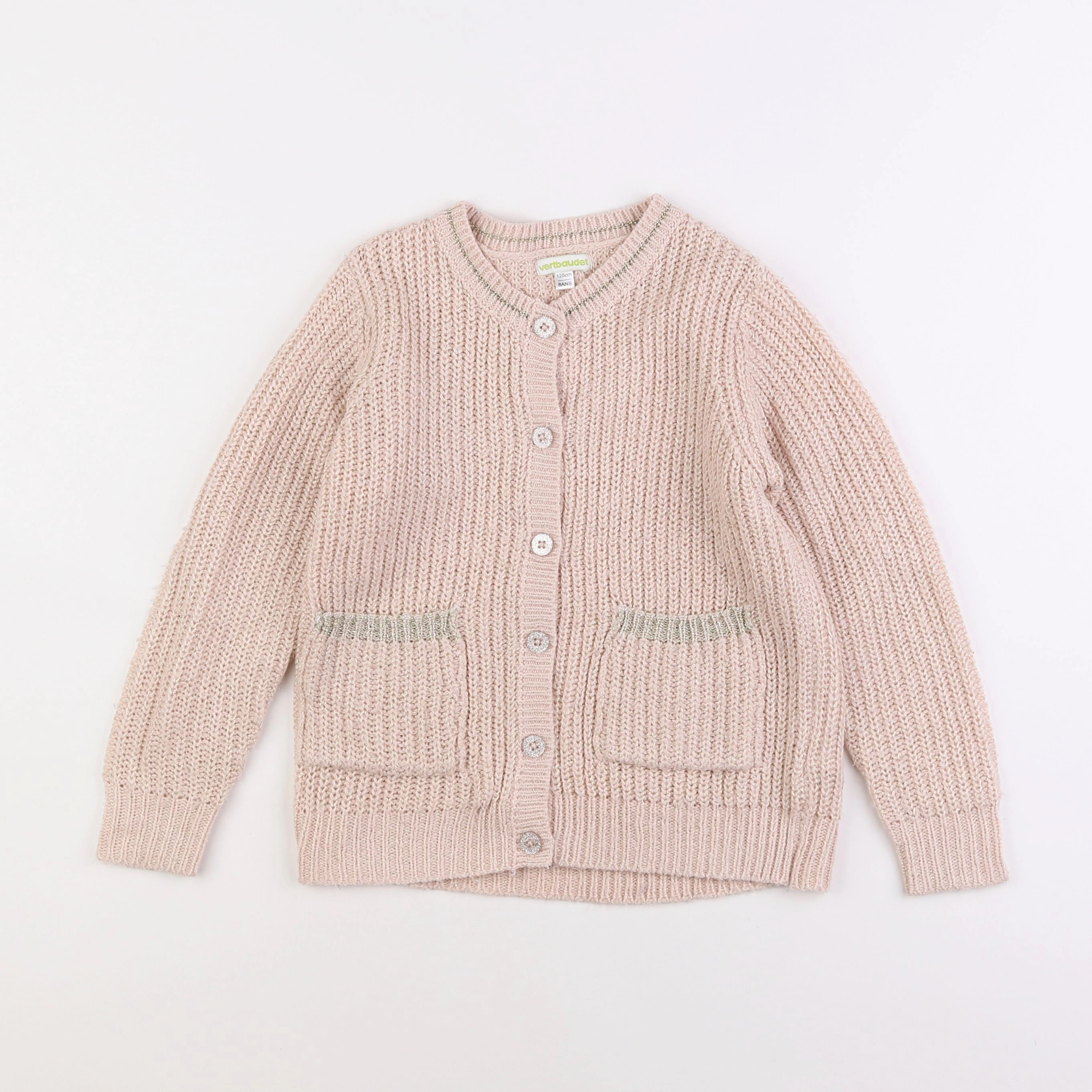 Vertbaudet - gilet rose, or - 8 ans