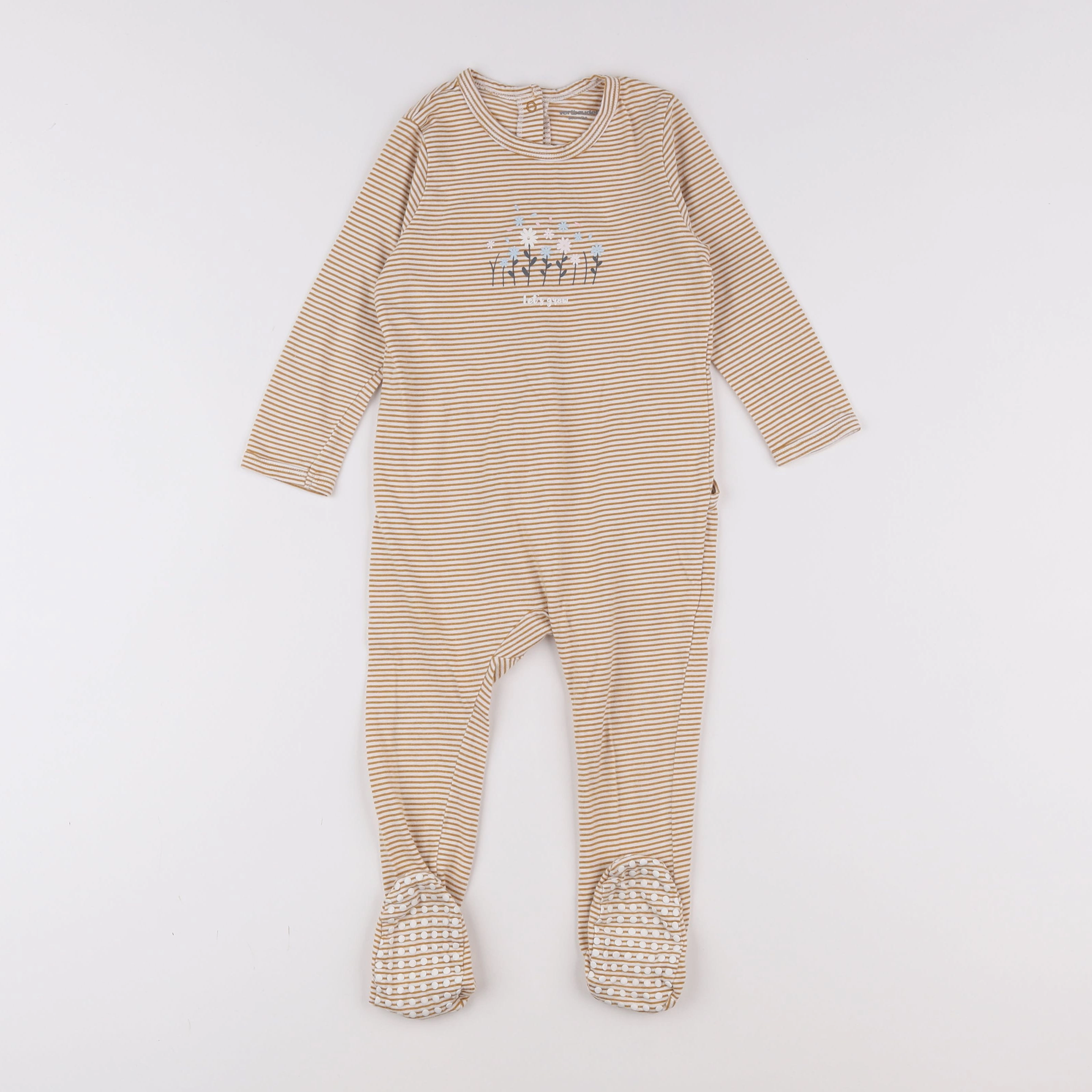 Vertbaudet - pyjama coton jaune, blanc - 2 ans