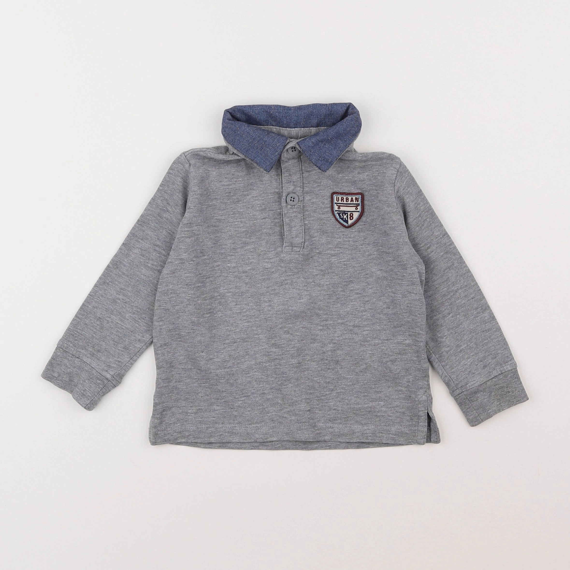 Vertbaudet - polo gris - 2 ans