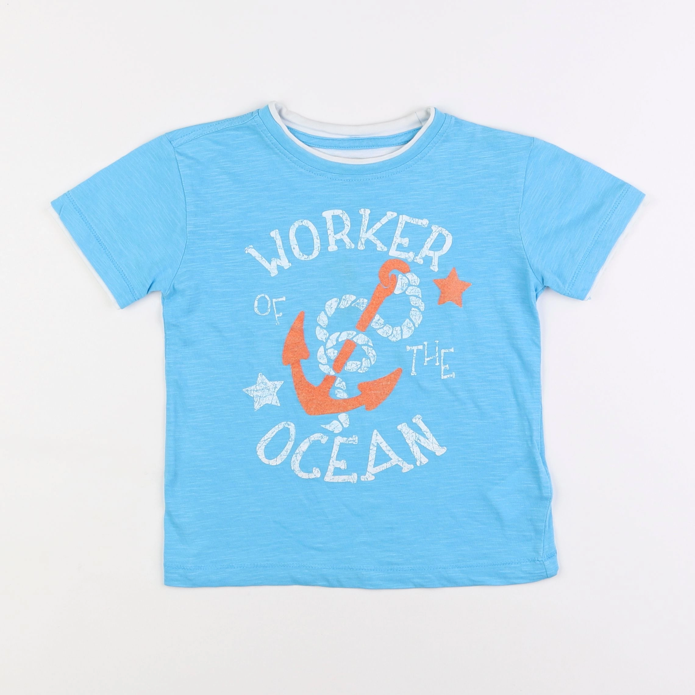 Vertbaudet - tee-shirt bleu - 5 ans