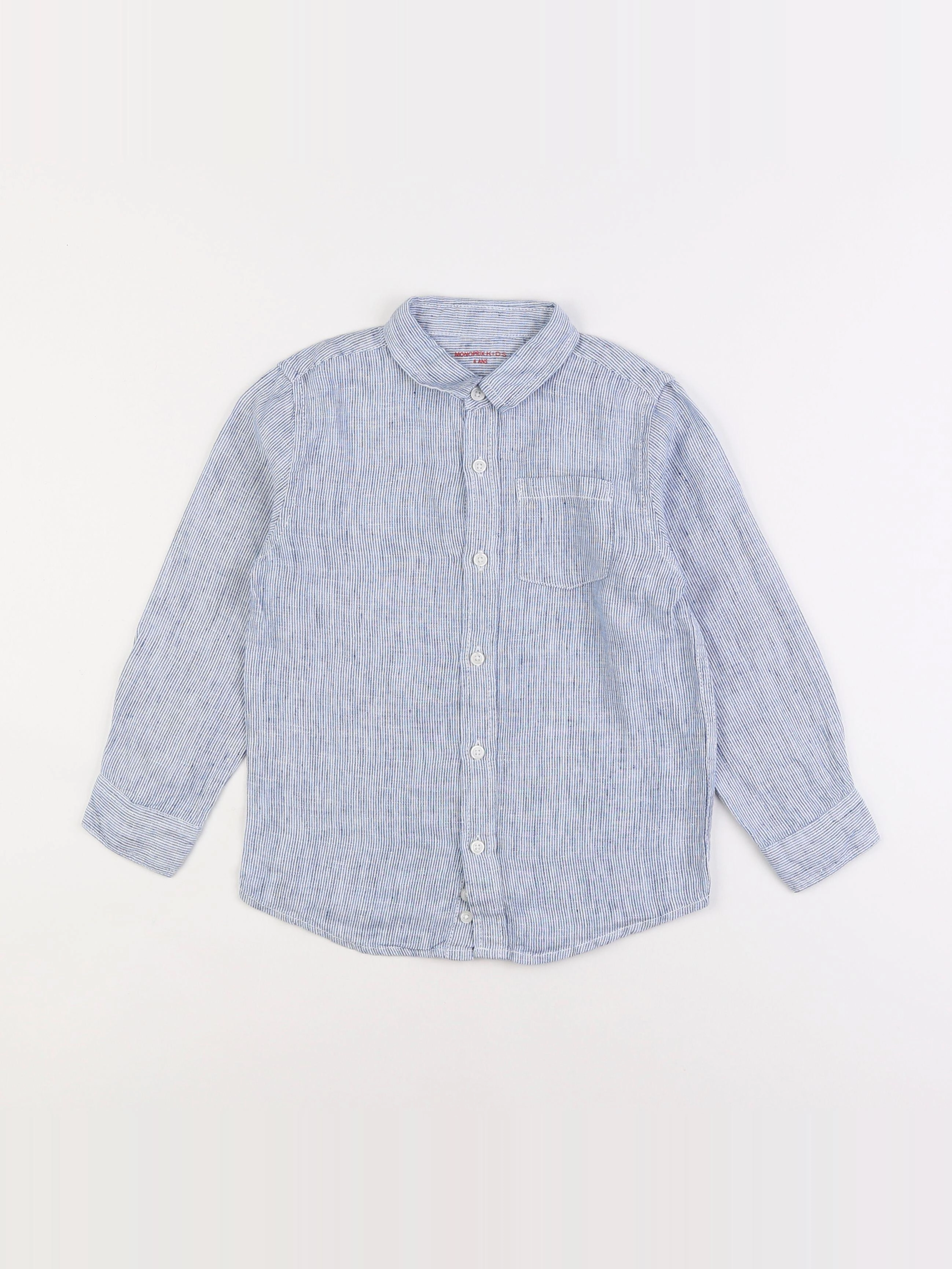 Monoprix - chemise bleu, blanc - 4 ans