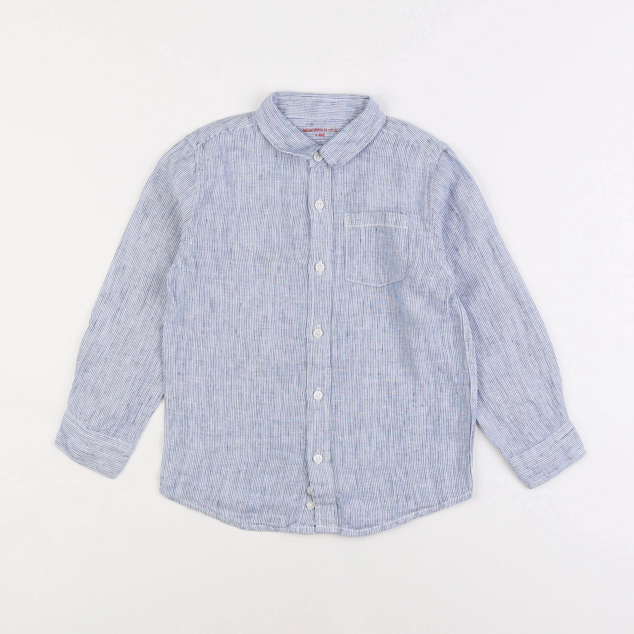 Monoprix - chemise bleu, blanc - 4 ans