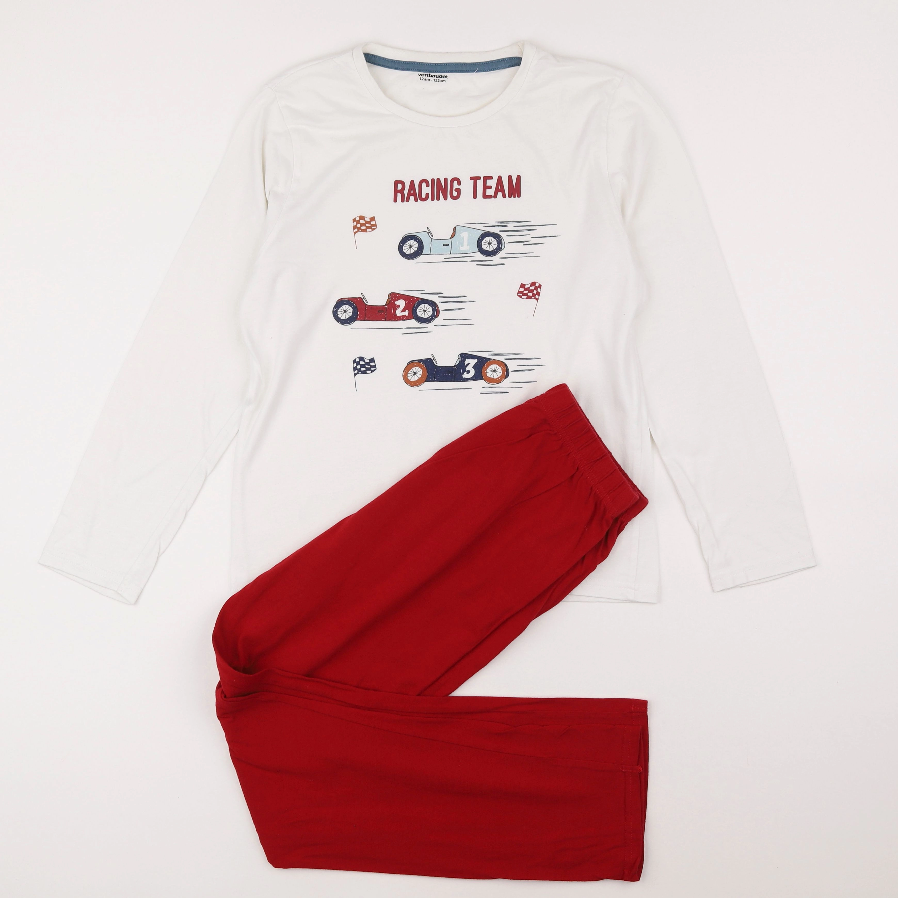 Vertbaudet - pyjama coton rouge - 12 ans